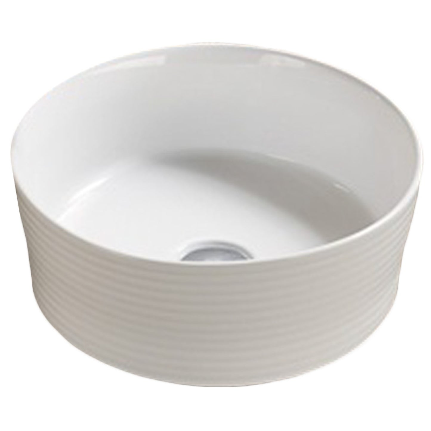 14.09-in. x 14.09-in. Round Bathroom Vessel Sink White Enamel Glaze