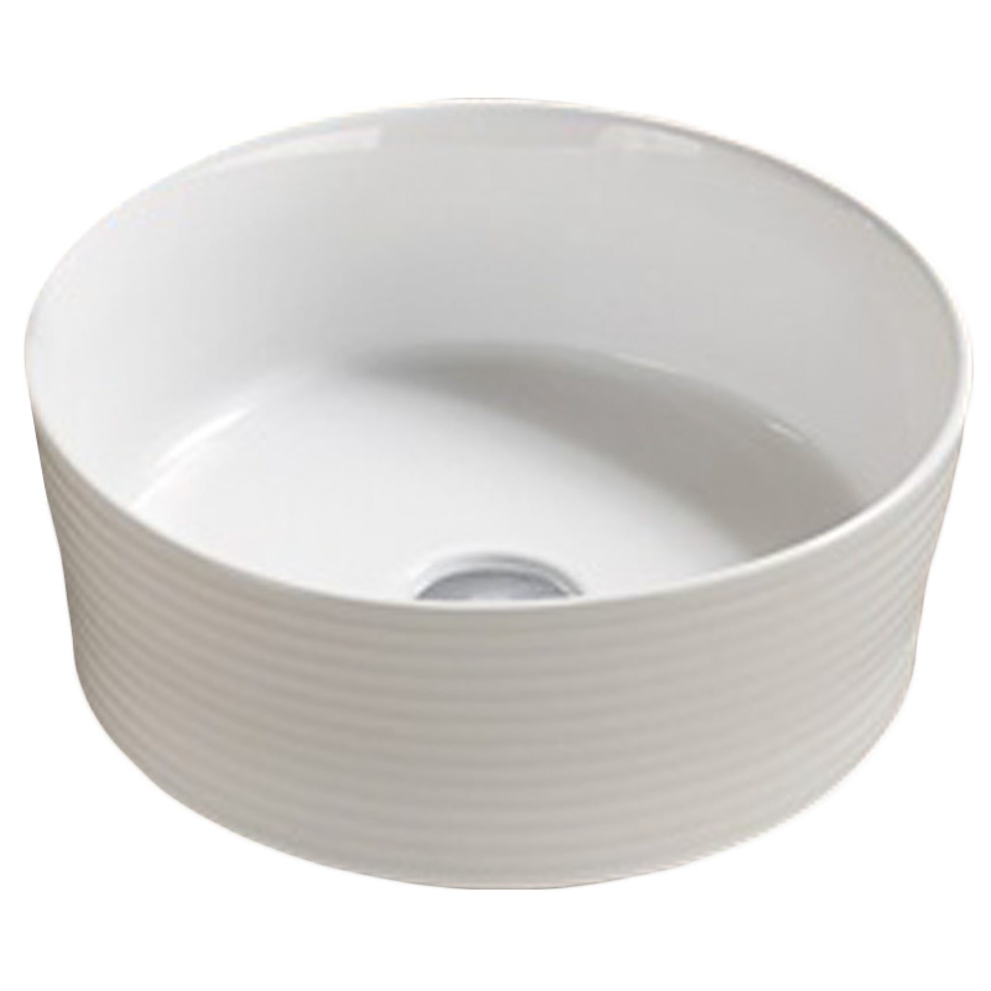 14.09-in. x 14.09-in. Round Bathroom Vessel Sink White Enamel Glaze