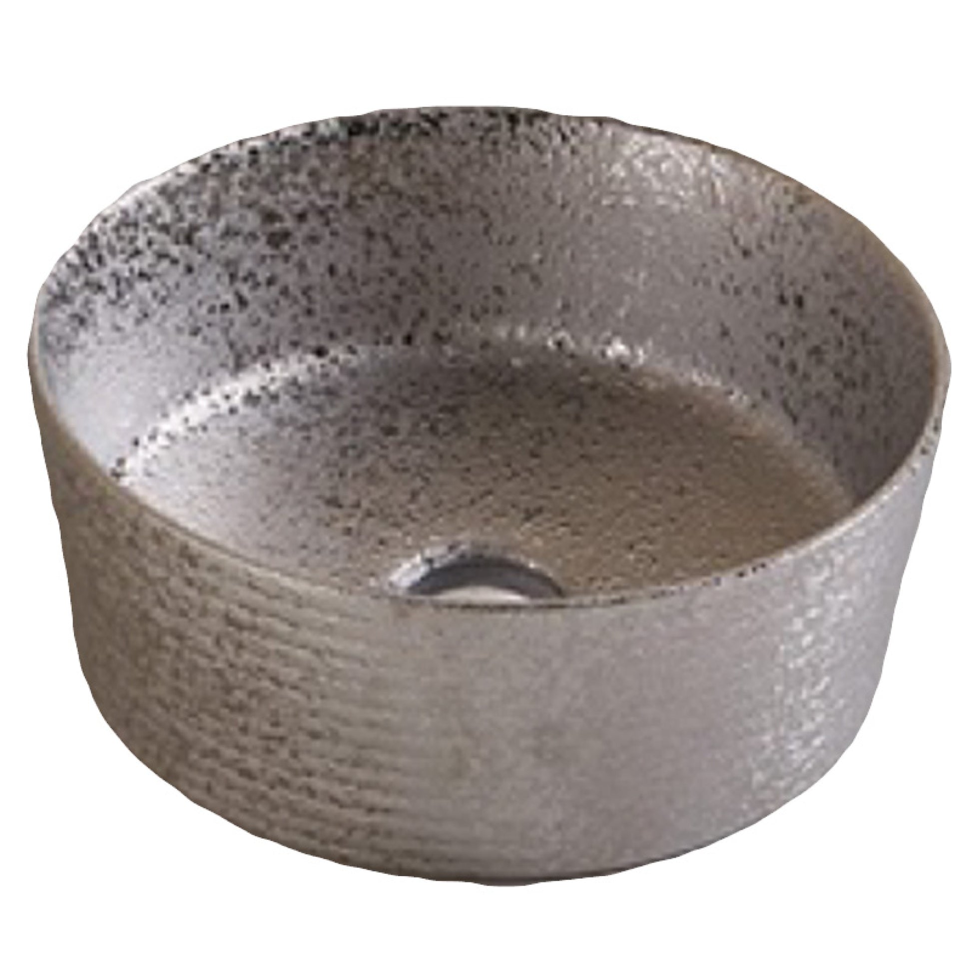 14.09-in. x 14.09-in. Round Bathroom Vessel Sink Silver Enamel Glaze