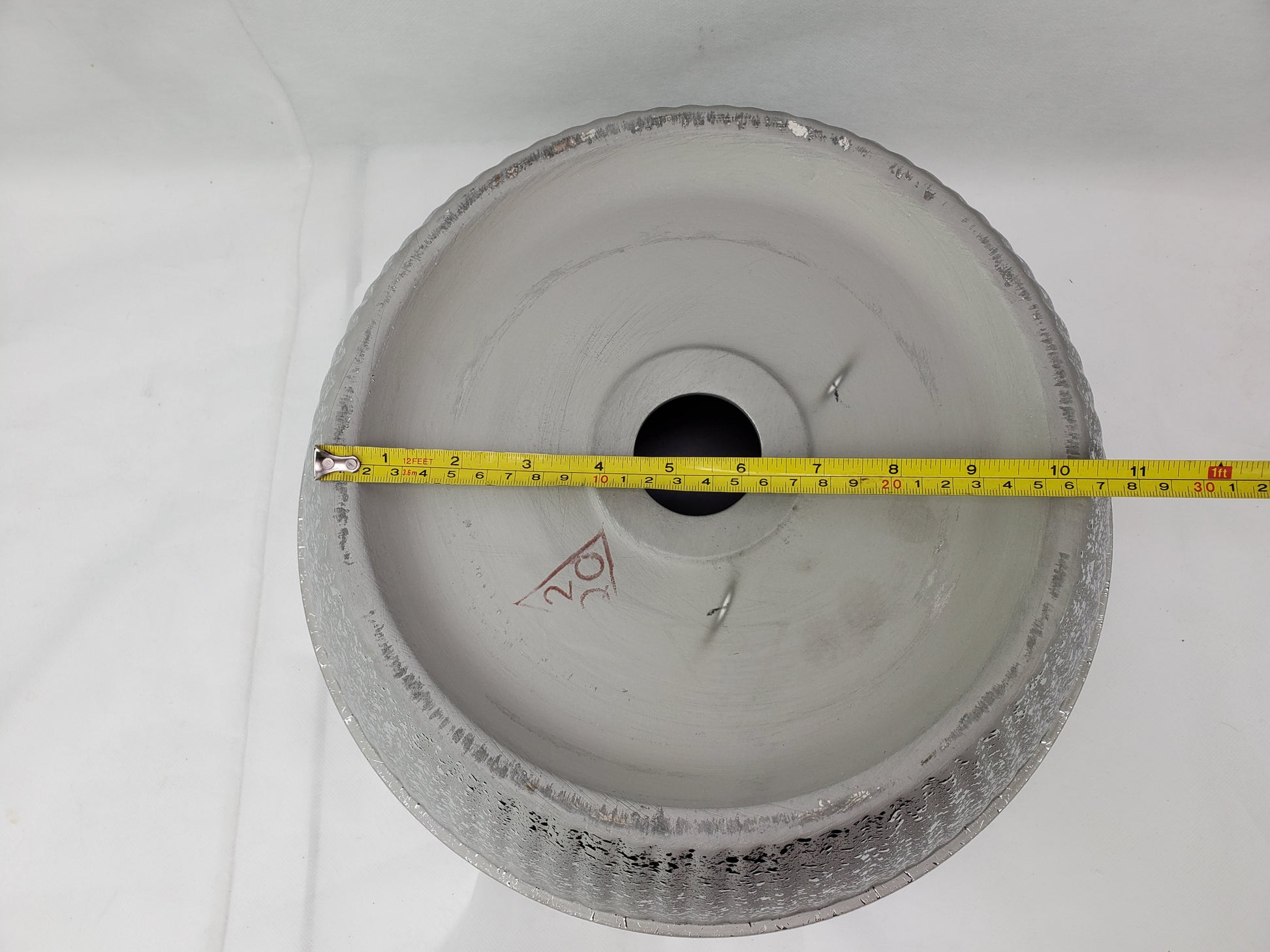 14.09-in. x 14.09-in. Round Bathroom Vessel Sink Silver Enamel Glaze