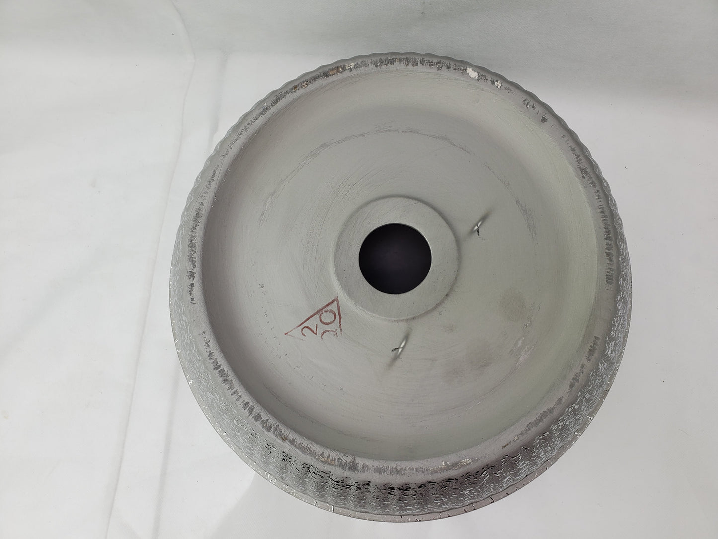 14.09-in. x 14.09-in. Round Bathroom Vessel Sink Silver Enamel Glaze