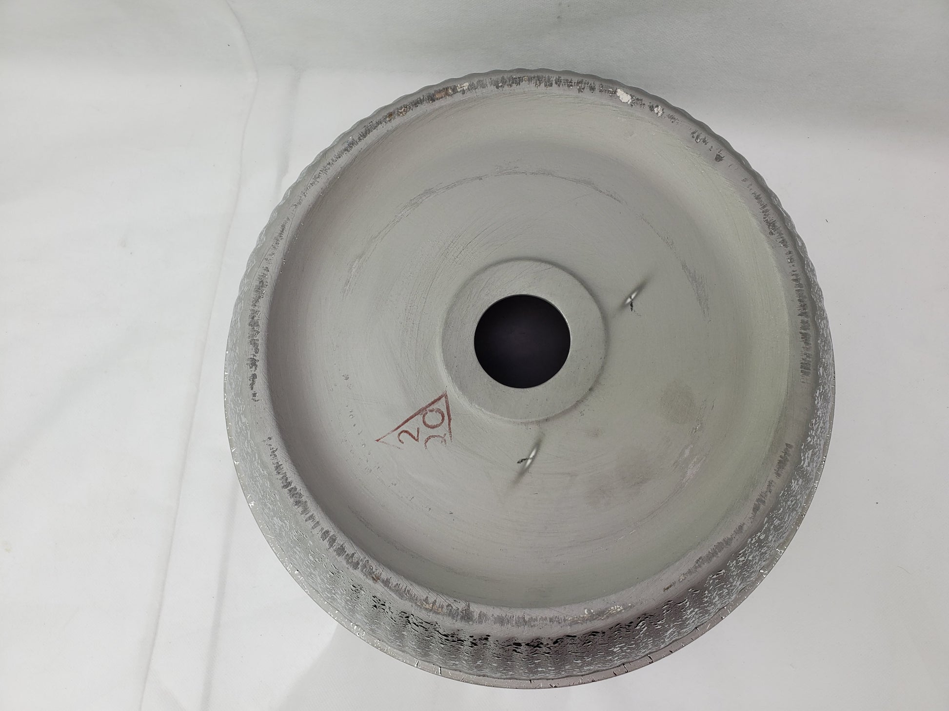 14.09-in. x 14.09-in. Round Bathroom Vessel Sink Silver Enamel Glaze