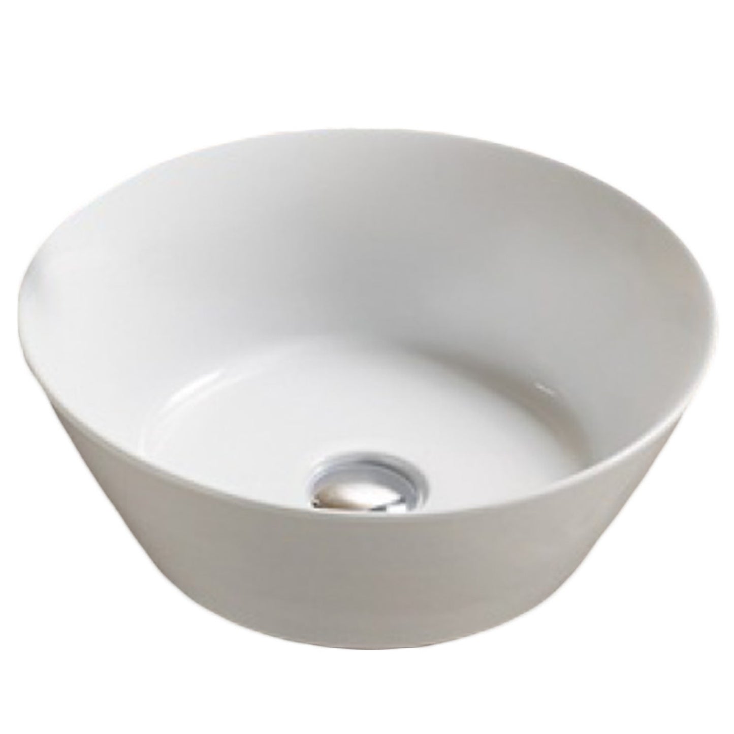 15.94-in. x 15.94-in. Round Bathroom Vessel Sink White Enamel Glaze
