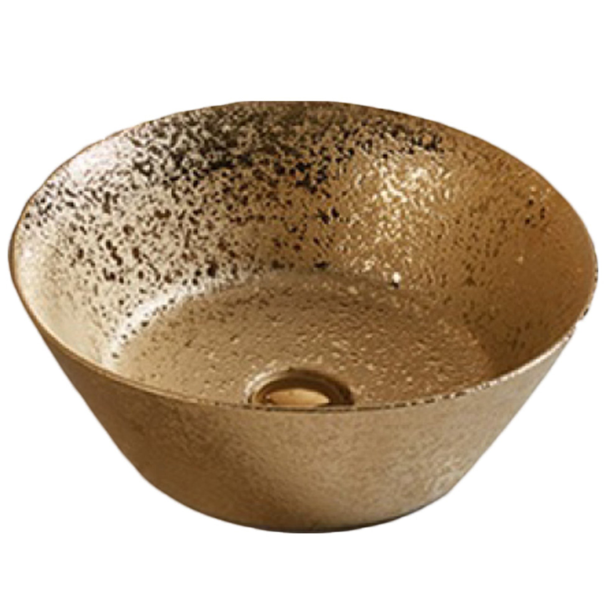 15.94-in. x 15.94-in. Round Bathroom Vessel Sink Gold Enamel Glaze