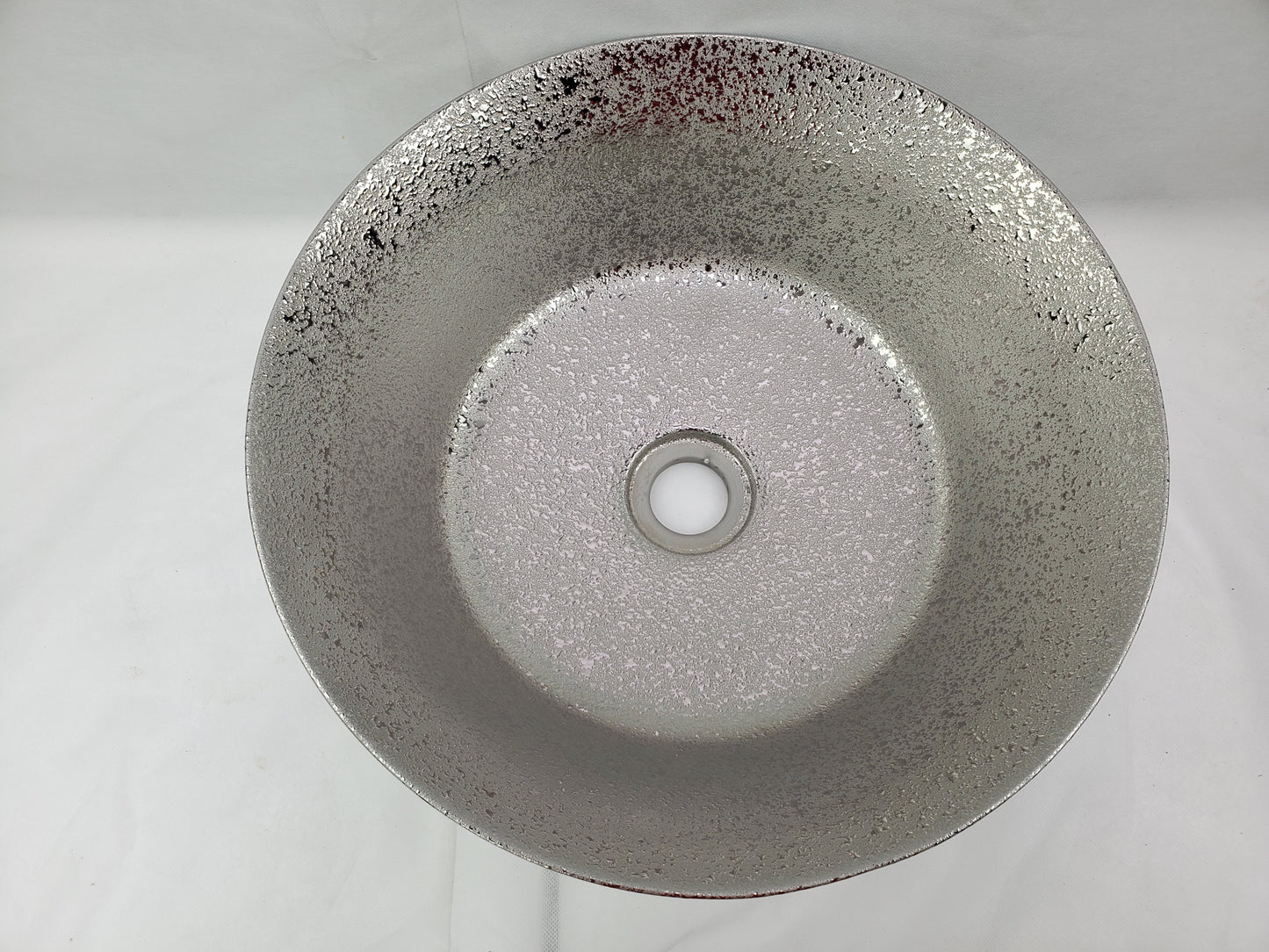 15.94-in. x 15.94-in. Round Bathroom Vessel Sink Silver Enamel Glaze