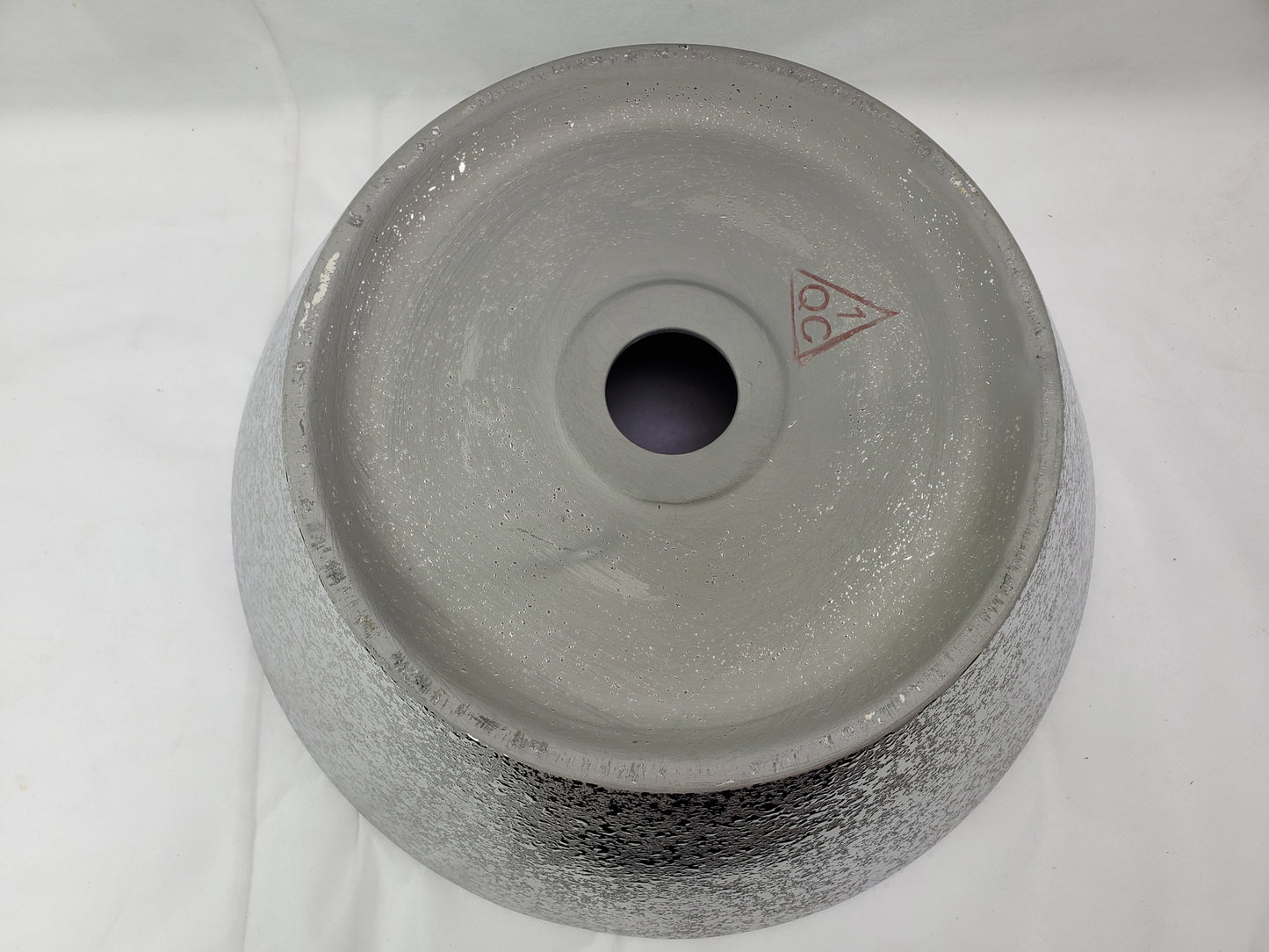 15.94-in. x 15.94-in. Round Bathroom Vessel Sink Silver Enamel Glaze