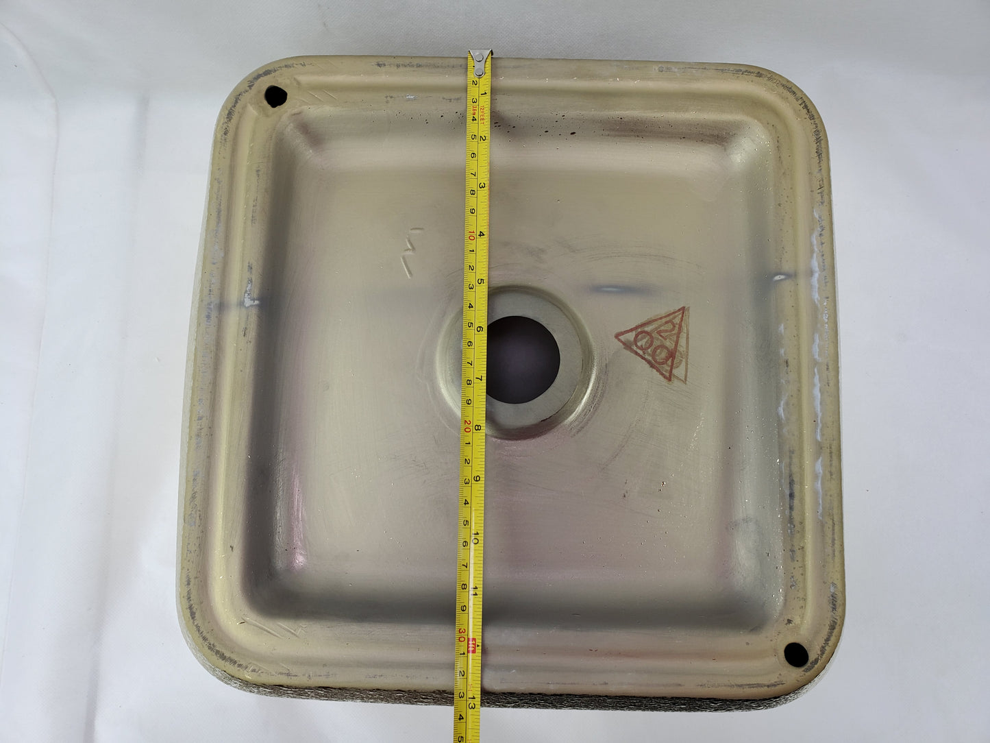 14.17-in. x 14.17-in. Square Bathroom Vessel Sink Gold Enamel Glaze