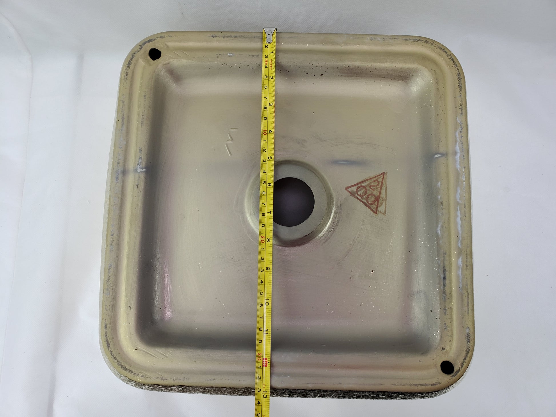 14.17-in. x 14.17-in. Square Bathroom Vessel Sink Gold Enamel Glaze