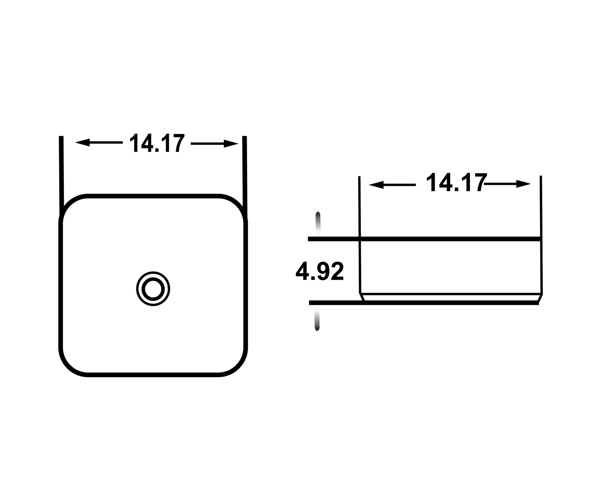 14.17-in. x 14.17-in. Square Bathroom Vessel Sink Gold Enamel Glaze