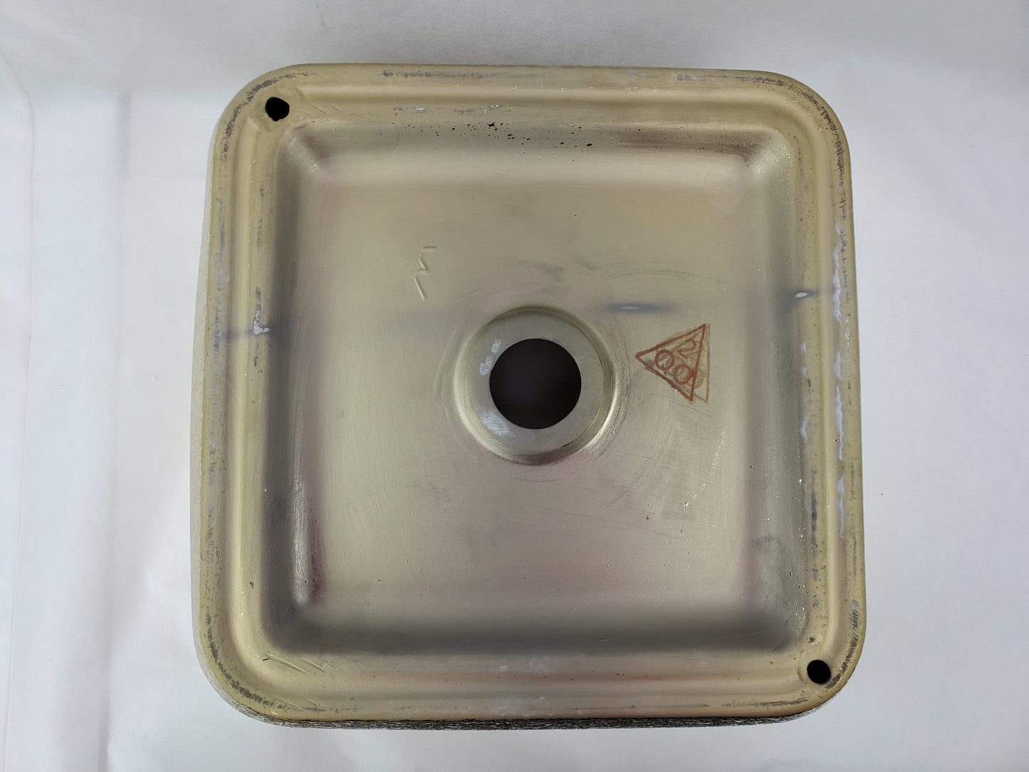 14.17-in. x 14.17-in. Square Bathroom Vessel Sink Gold Enamel Glaze