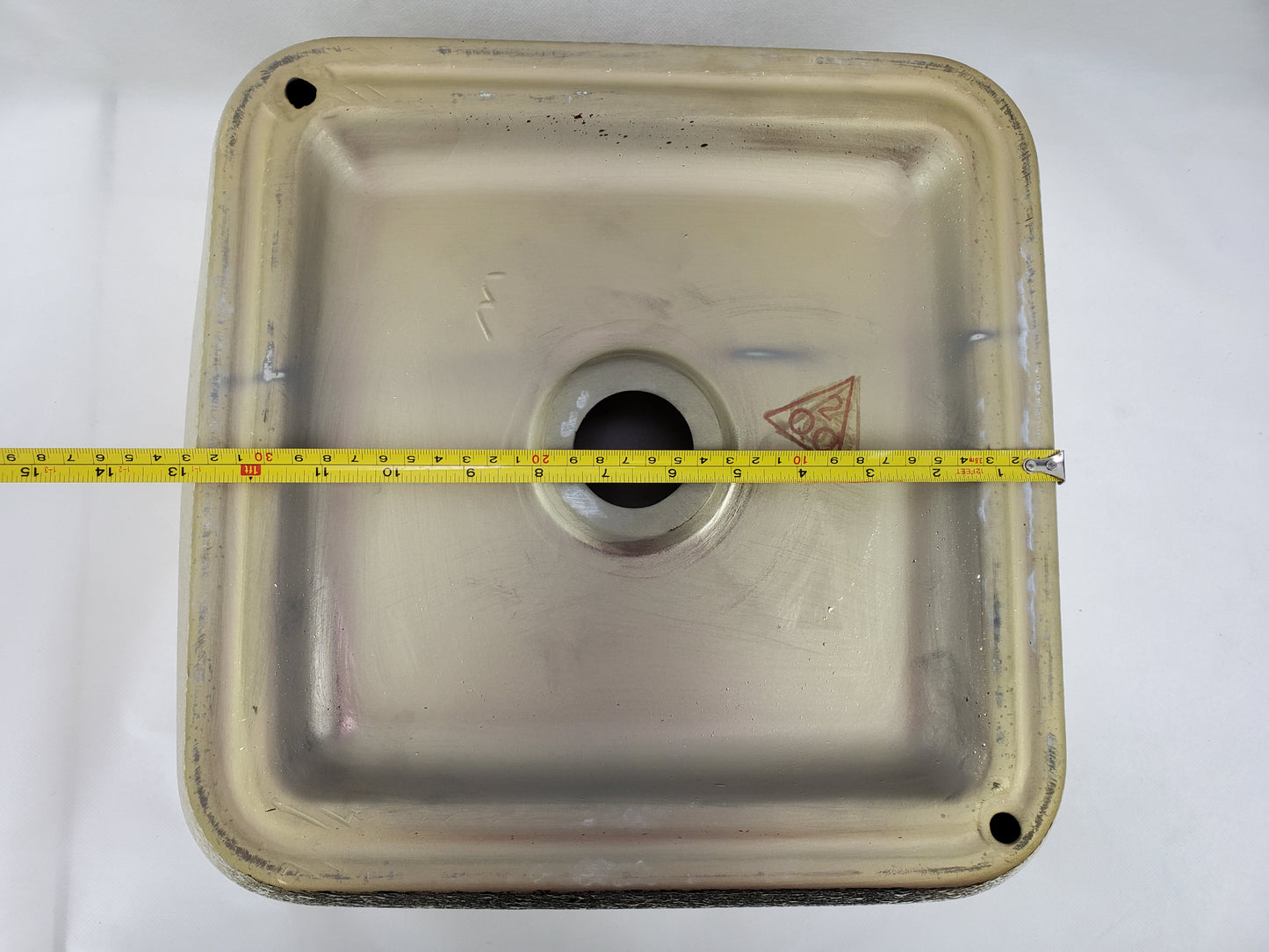 14.17-in. x 14.17-in. Square Bathroom Vessel Sink Gold Enamel Glaze