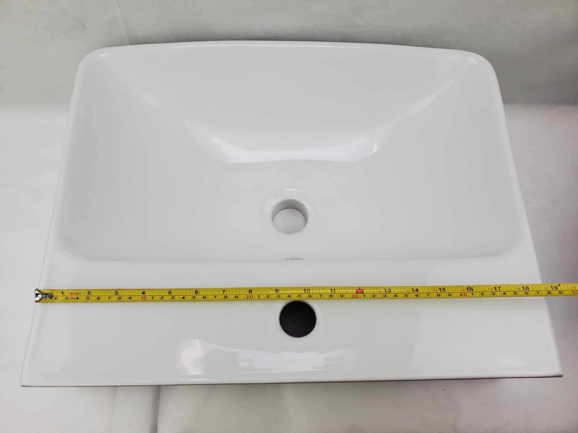 19.88-in. x 13.97-in. Rectangle Bathroom Vessel Sink White Enamel Glaze