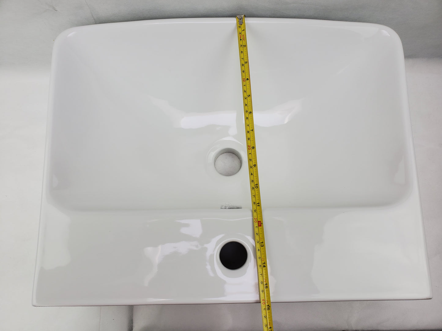 19.88-in. x 13.97-in. Rectangle Bathroom Vessel Sink White Enamel Glaze