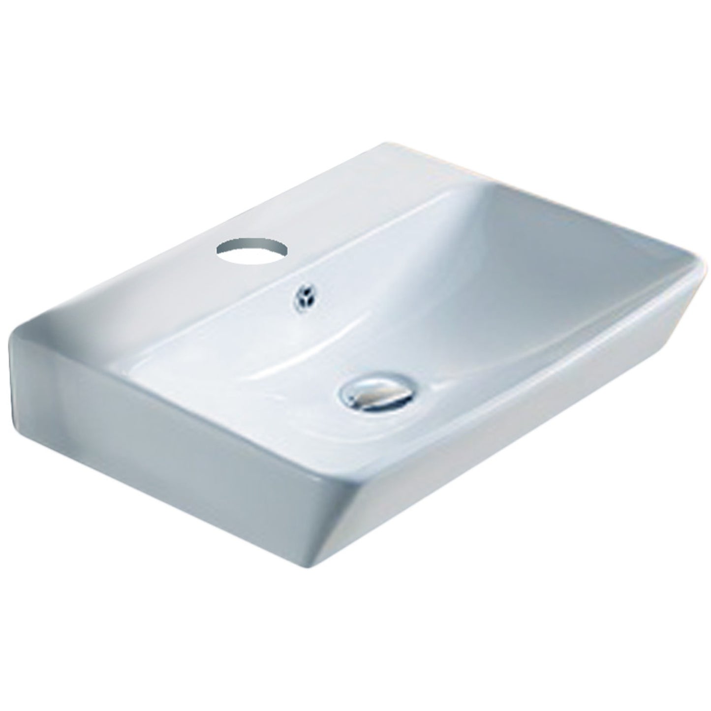 23.81-in. x 13.97-in. Rectangle Bathroom Vessel Sink White Enamel Glaze