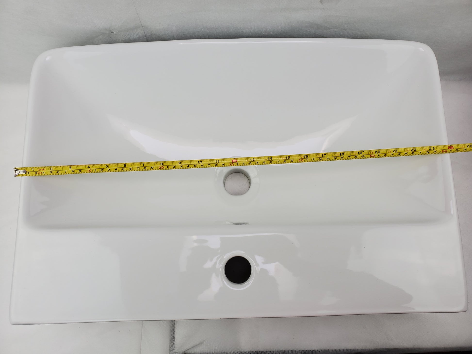 23.81-in. x 13.97-in. Rectangle Bathroom Vessel Sink White Enamel Glaze