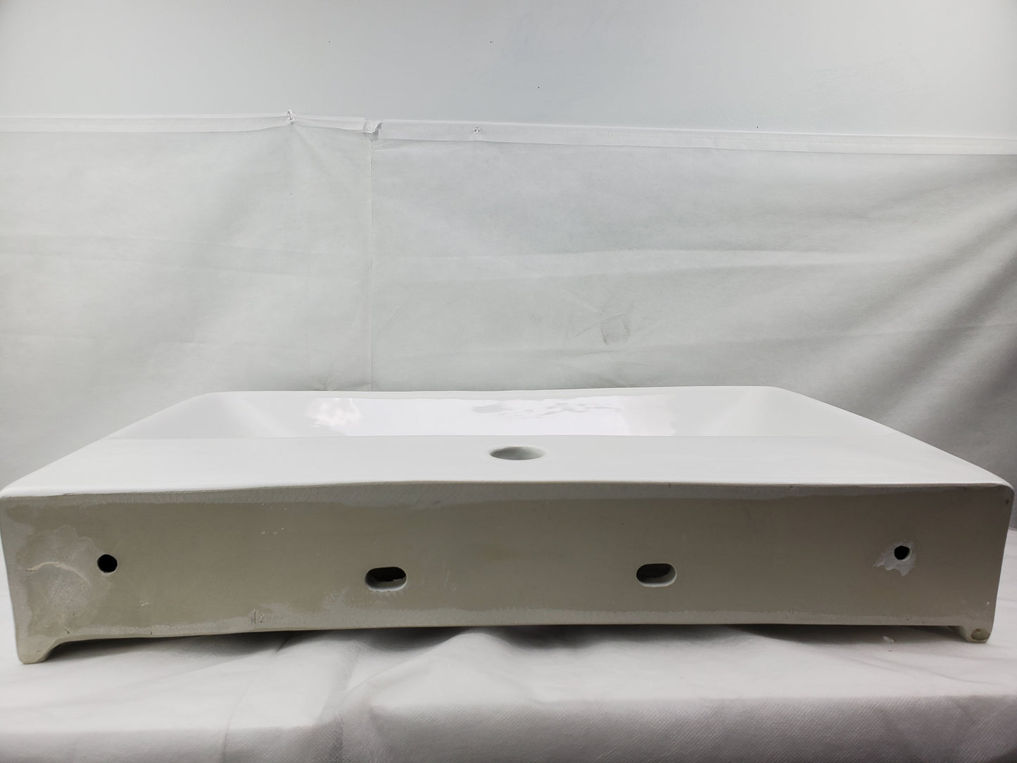 23.81-in. x 13.97-in. Rectangle Bathroom Vessel Sink White Enamel Glaze