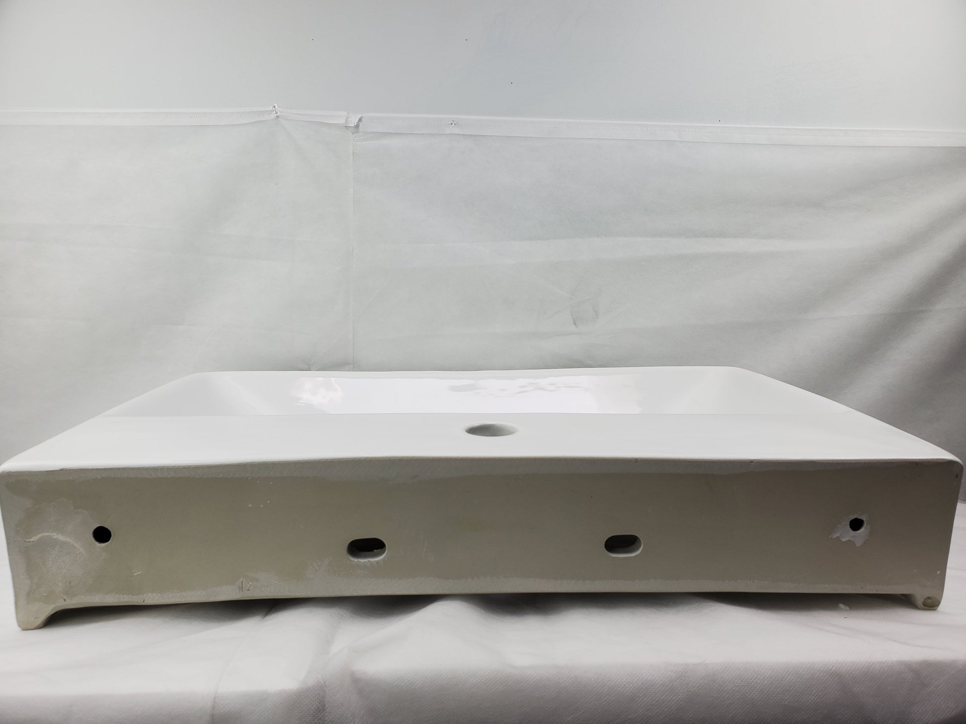 23.81-in. x 13.97-in. Rectangle Bathroom Vessel Sink White Enamel Glaze