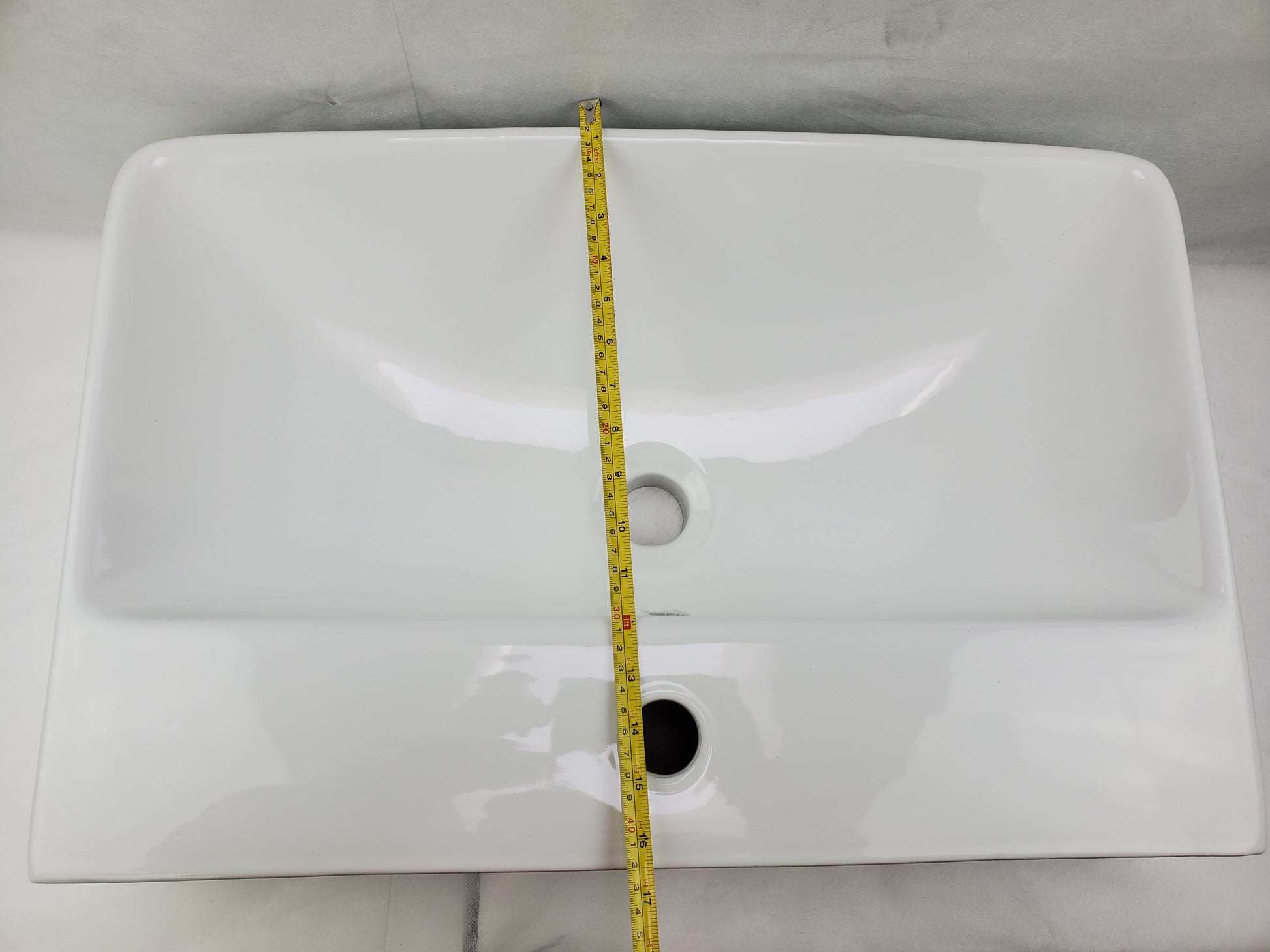 23.81-in. x 13.97-in. Rectangle Bathroom Vessel Sink White Enamel Glaze