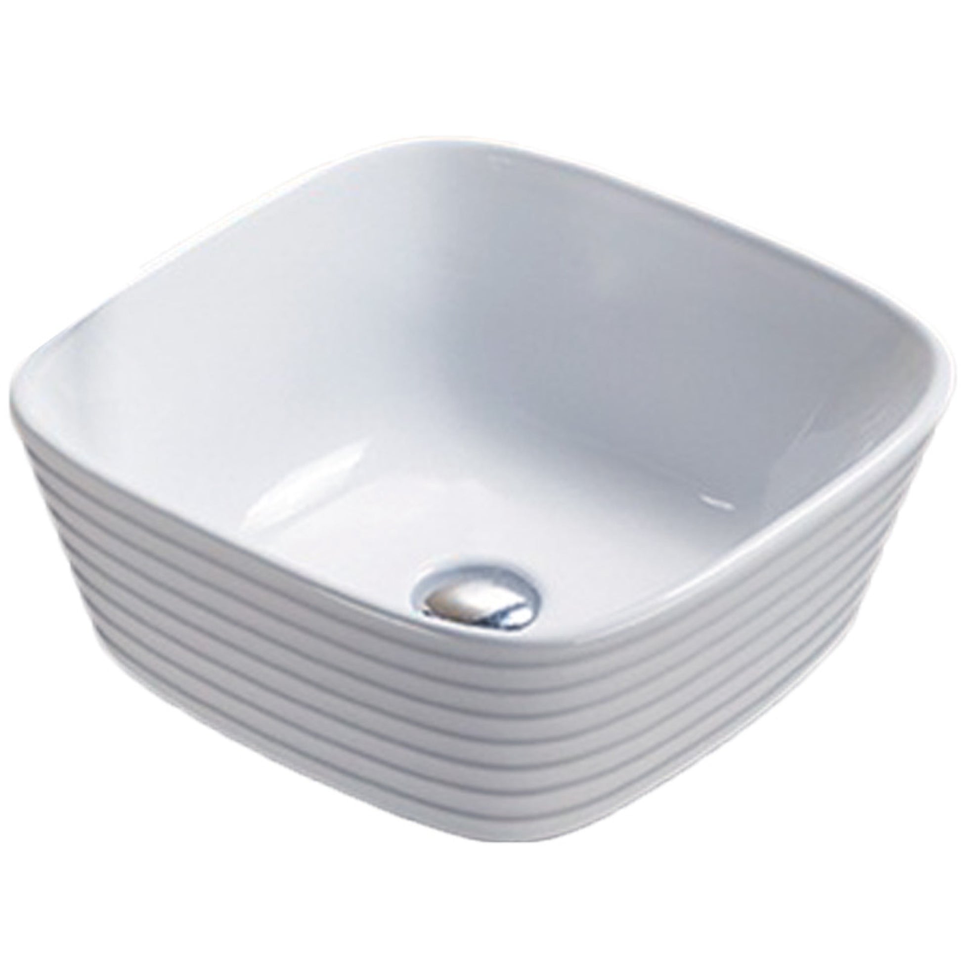 15.74-in. x 15.74-in. Square Bathroom Vessel Sink White Enamel Glaze