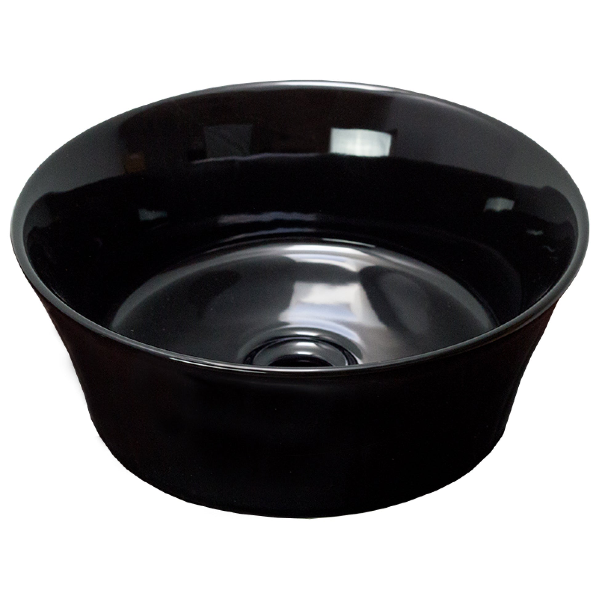 14.09-in. x 14.09-in. Round Bathroom Vessel Sink Black Enamel Glaze