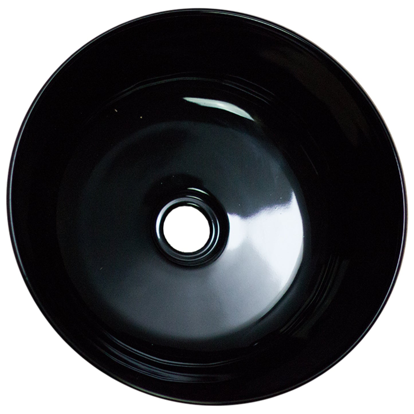 14.09-in. x 14.09-in. Round Bathroom Vessel Sink Black Enamel Glaze