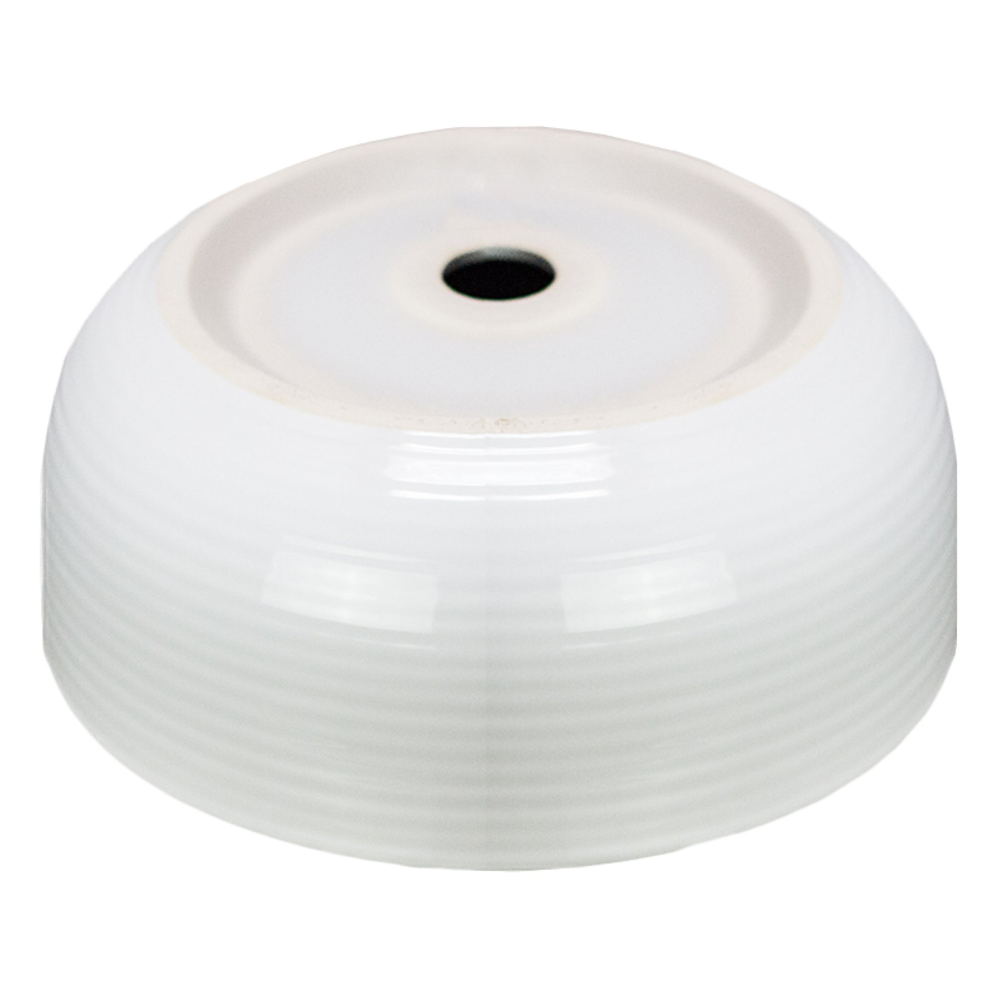 14.09-in. x 14.09-in. Round Bathroom Vessel Sink White Enamel Glaze