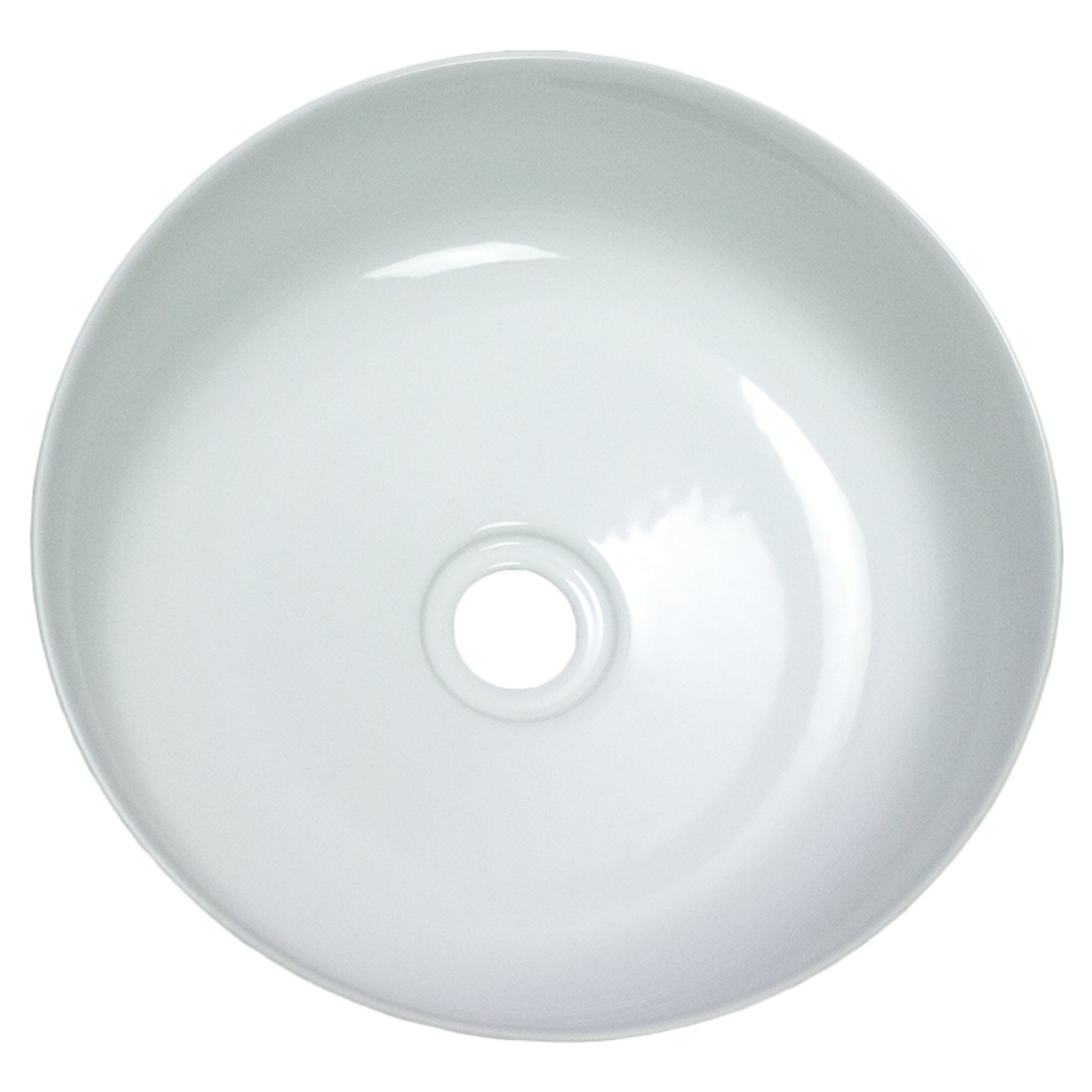 14.09-in. x 14.09-in. Round Bathroom Vessel Sink White Enamel Glaze