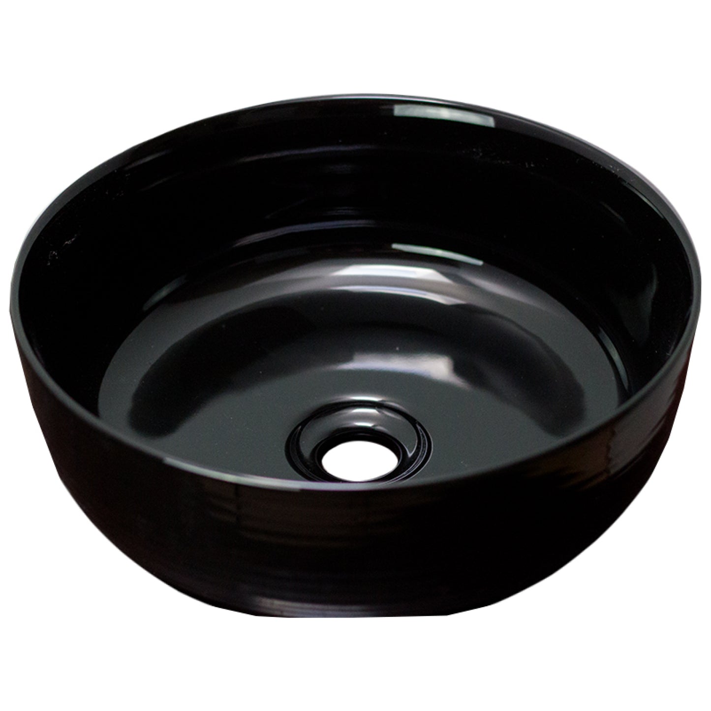 14.09-in. x 14.09-in. Round Bathroom Vessel Sink Black Enamel Glaze