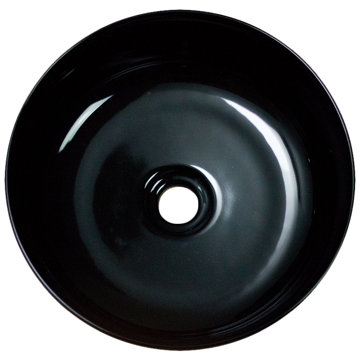 14.09-in. x 14.09-in. Round Bathroom Vessel Sink Black Enamel Glaze