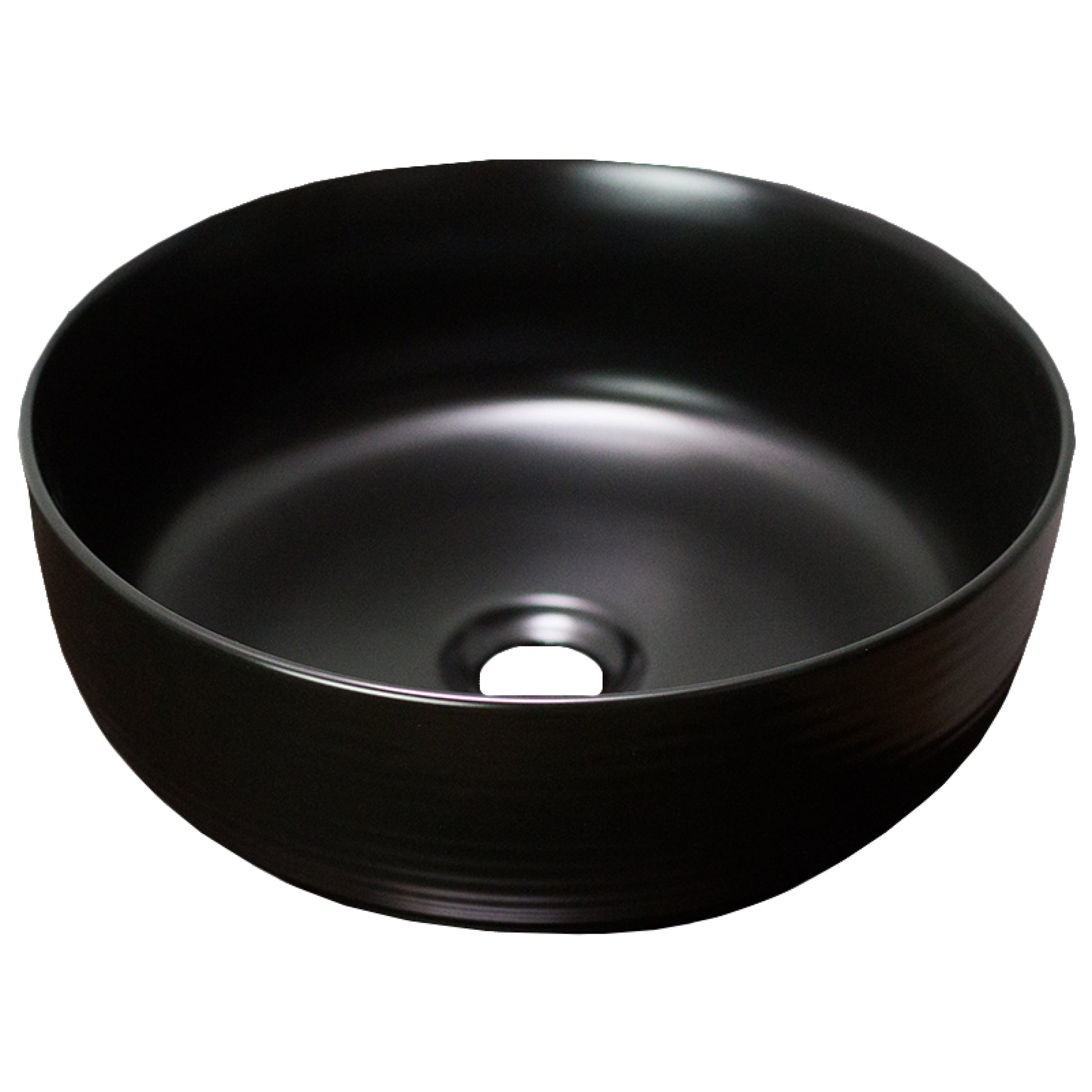 14.09-in. x 14.09-in. Round Bathroom Vessel Sink Black Enamel Glaze