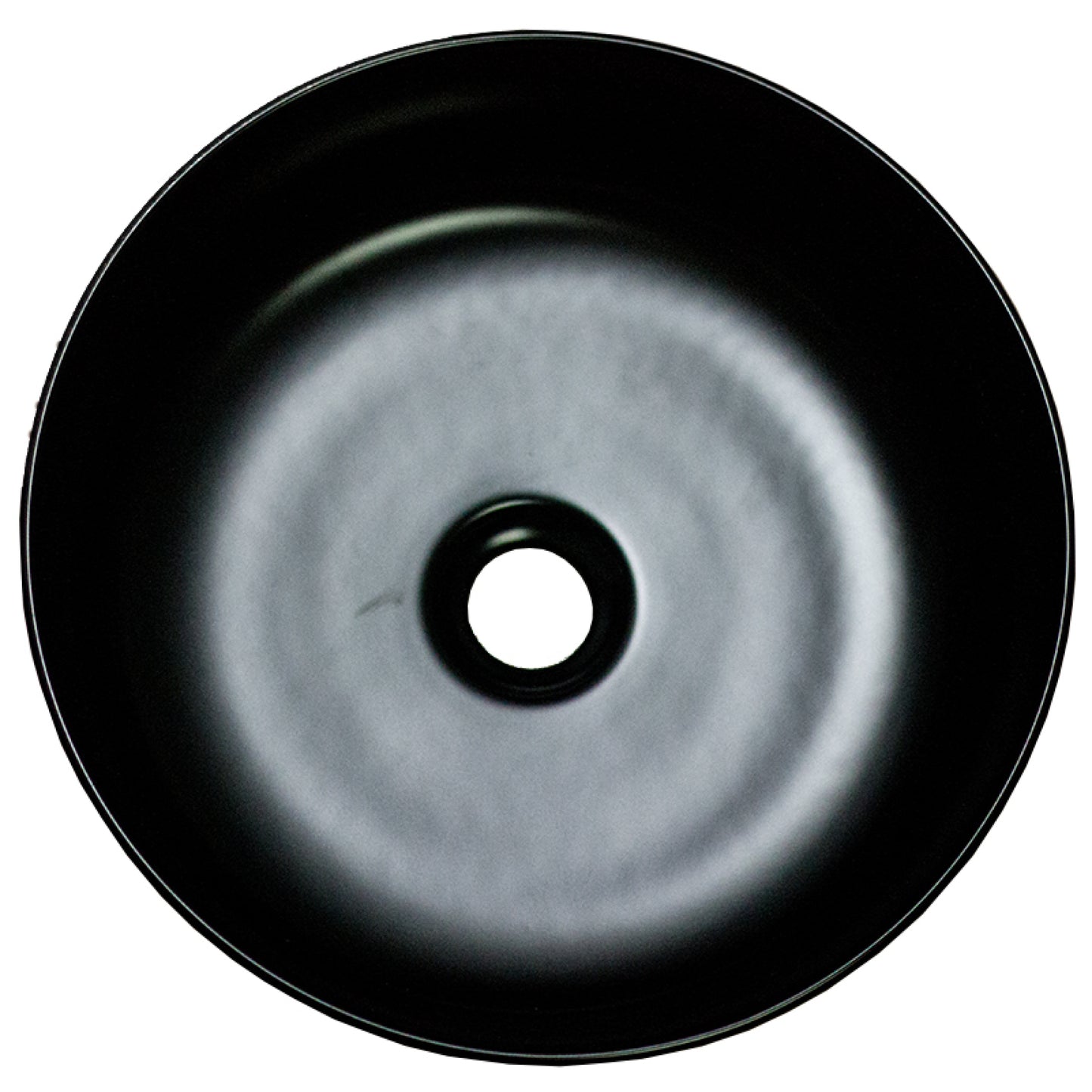 14.09-in. x 14.09-in. Round Bathroom Vessel Sink Black Enamel Glaze