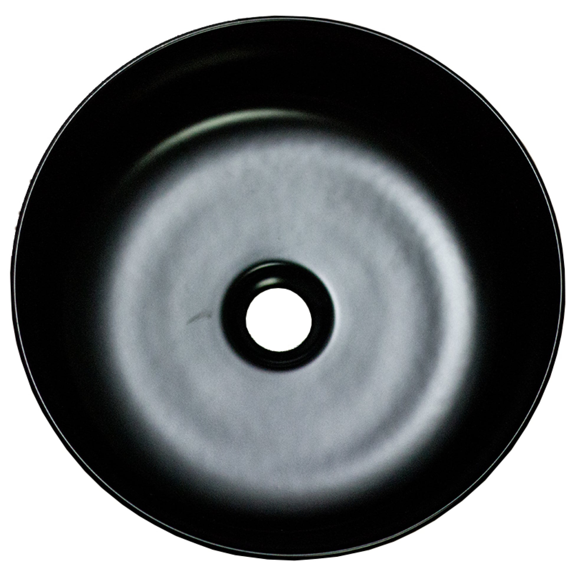 14.09-in. x 14.09-in. Round Bathroom Vessel Sink Black Enamel Glaze