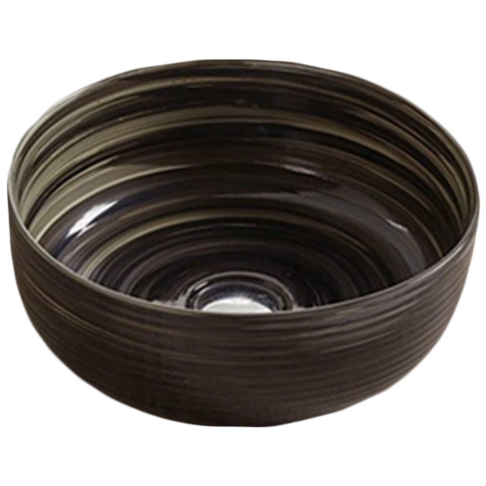 14.09-in. x 14.09-in. Round Bathroom Vessel Sink Black Swirl Enamel Glaze