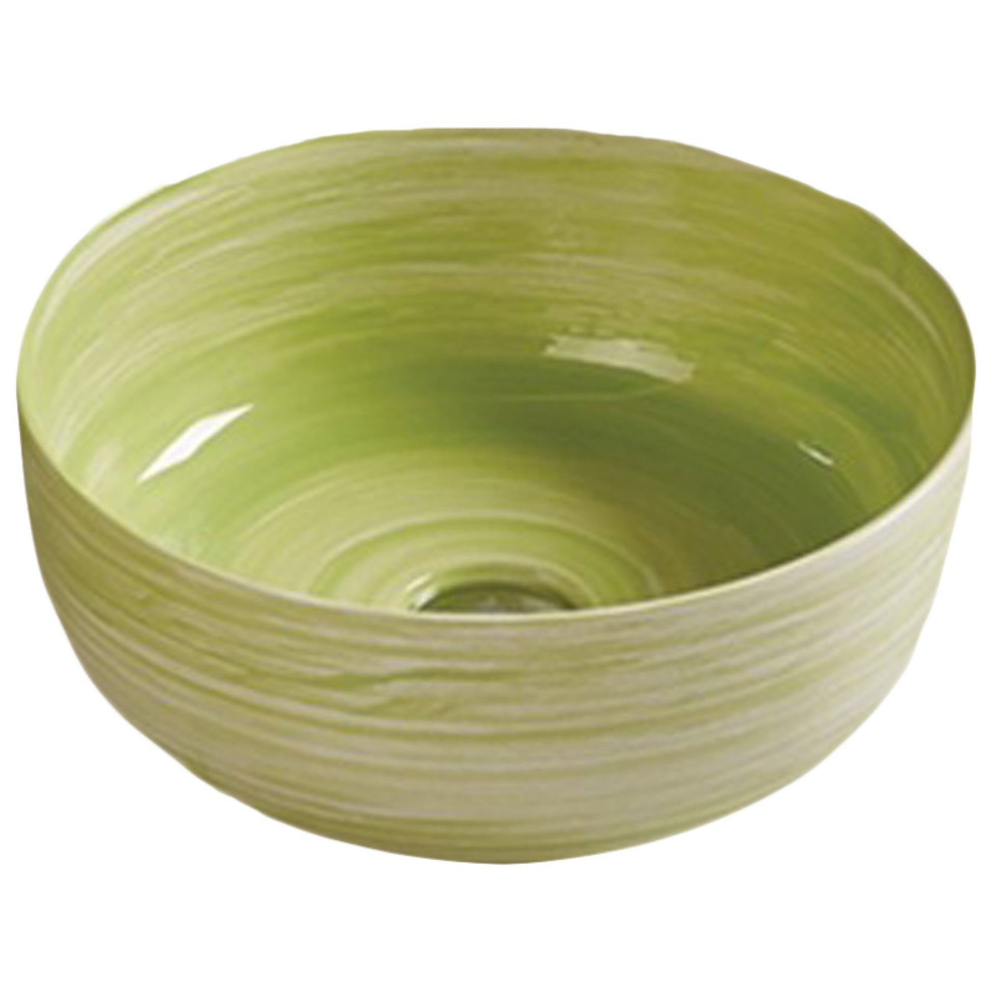 14.09-in. x 14.09-in. Round Bathroom Vessel Sink Olive Swirl Enamel Glaze