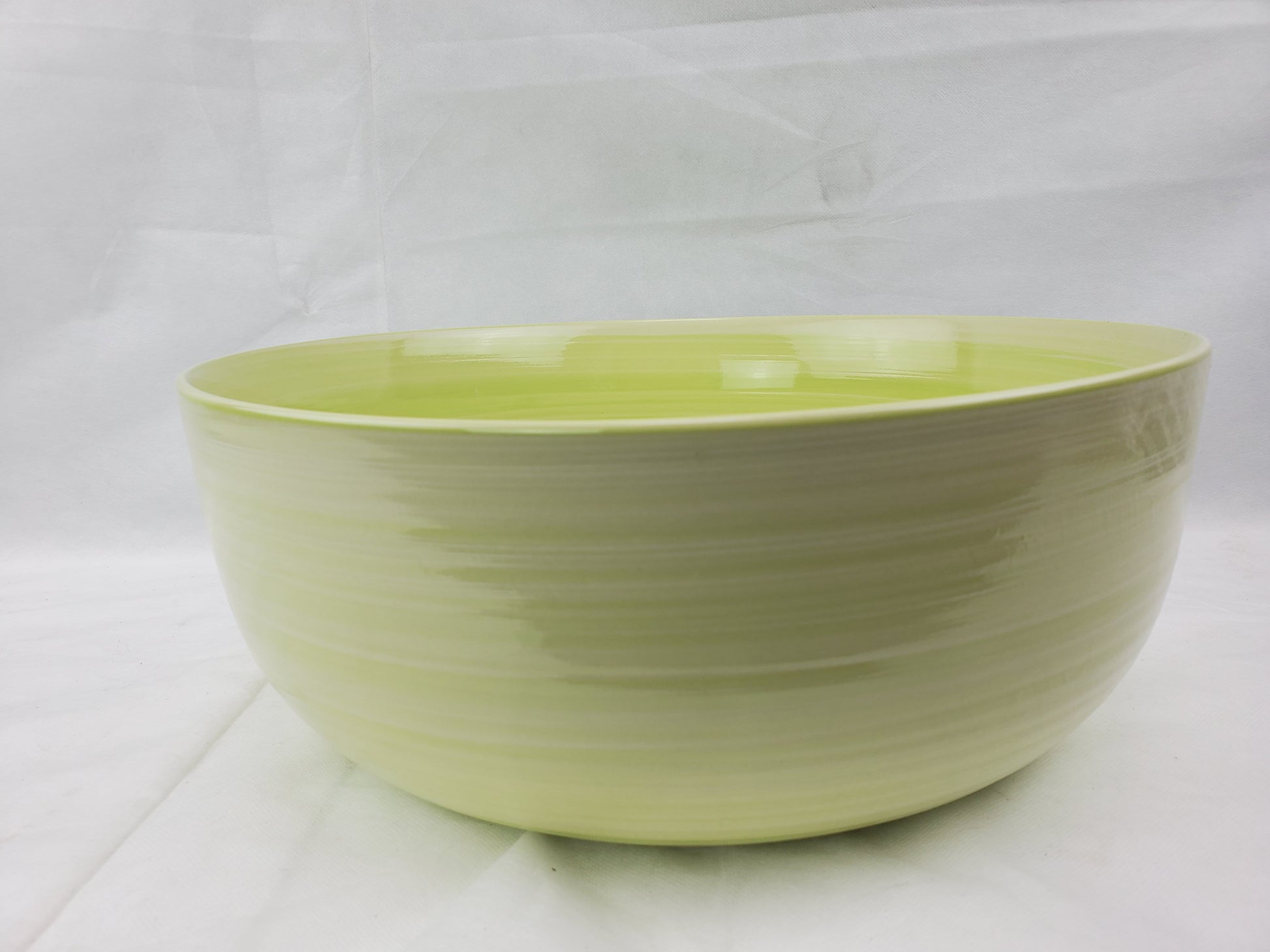 14.09-in. x 14.09-in. Round Bathroom Vessel Sink Olive Swirl Enamel Glaze