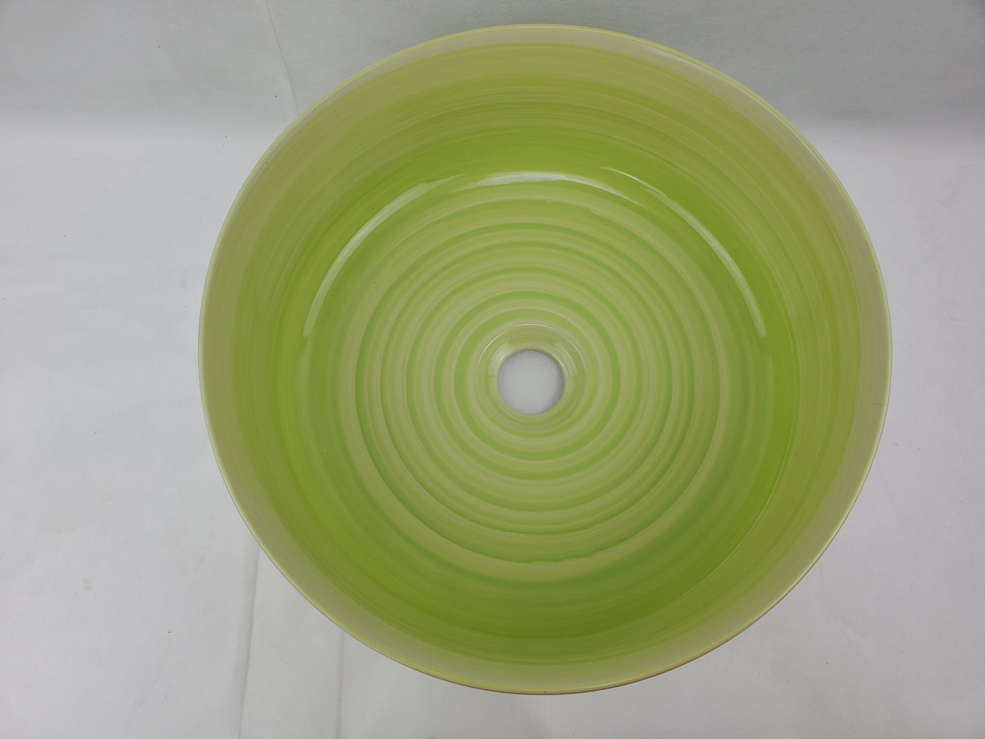 14.09-in. x 14.09-in. Round Bathroom Vessel Sink Olive Swirl Enamel Glaze