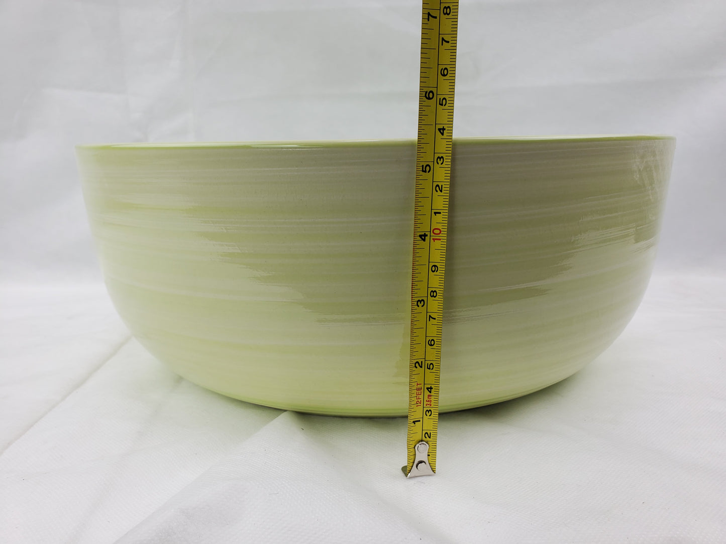 14.09-in. x 14.09-in. Round Bathroom Vessel Sink Olive Swirl Enamel Glaze
