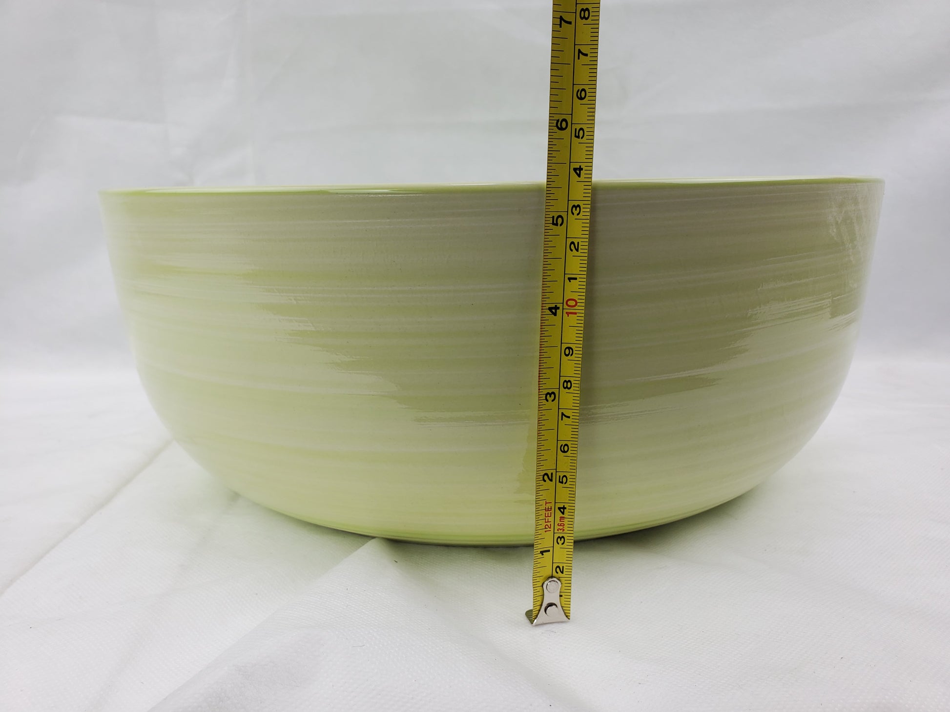 14.09-in. x 14.09-in. Round Bathroom Vessel Sink Olive Swirl Enamel Glaze