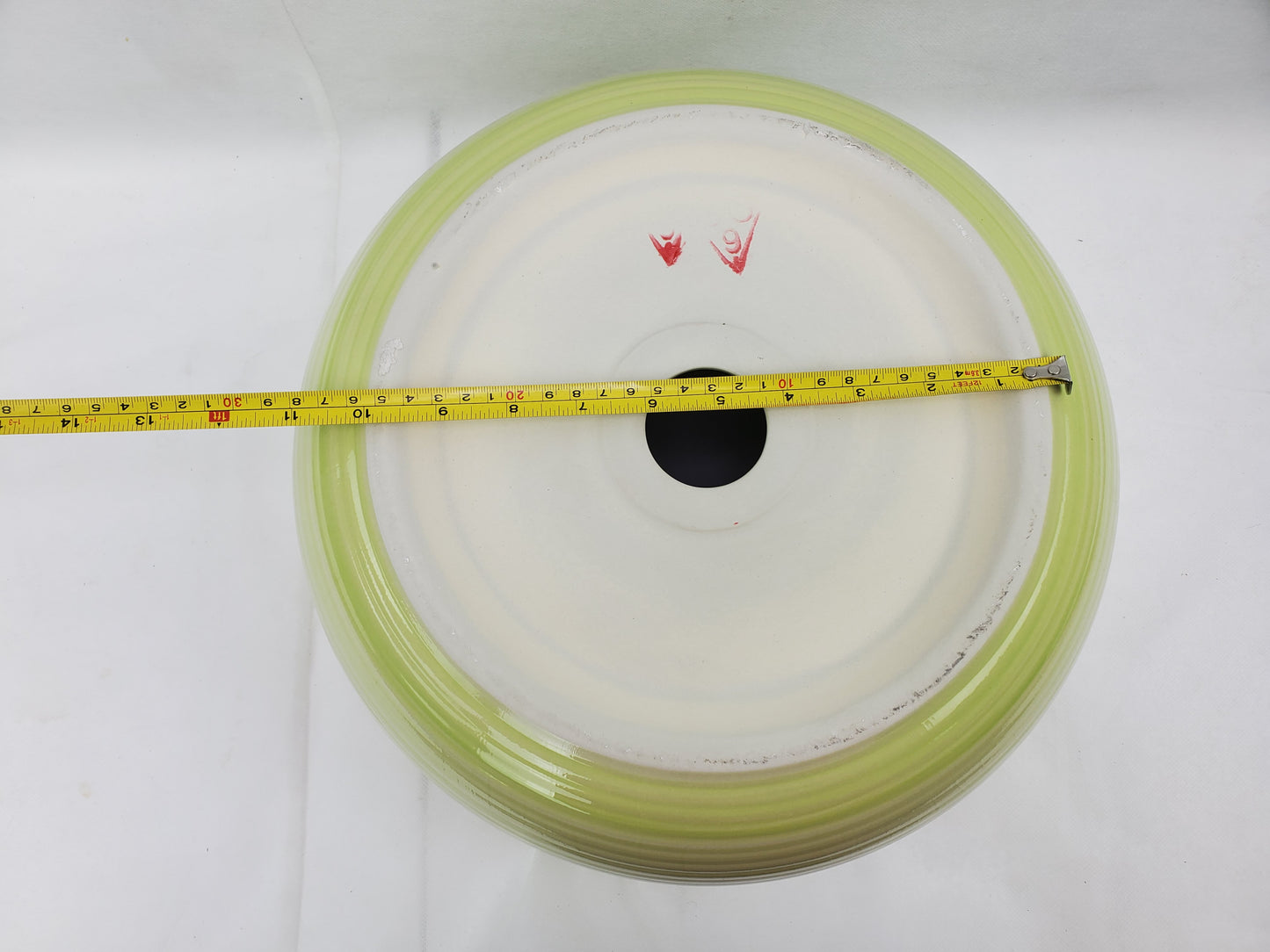 14.09-in. x 14.09-in. Round Bathroom Vessel Sink Olive Swirl Enamel Glaze