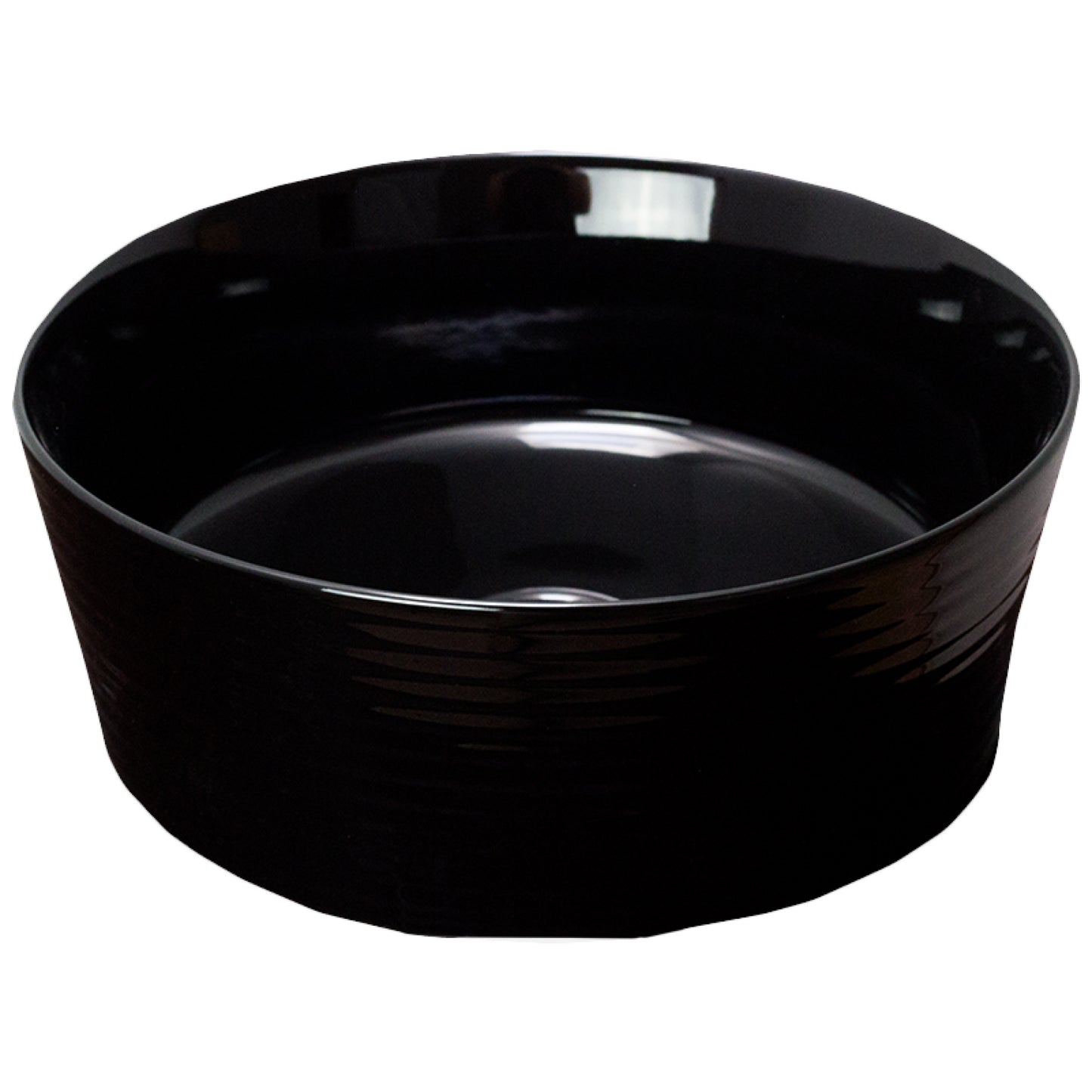 14.09-in. x 14.09-in. Round Bathroom Vessel Sink Black Enamel Glaze