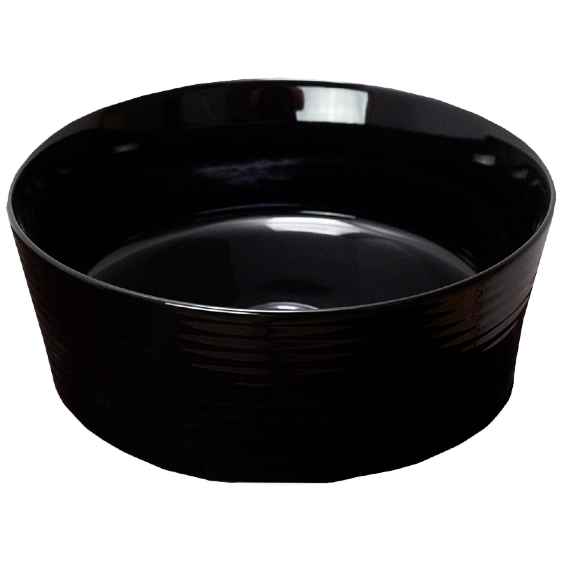 14.09-in. x 14.09-in. Round Bathroom Vessel Sink Black Enamel Glaze