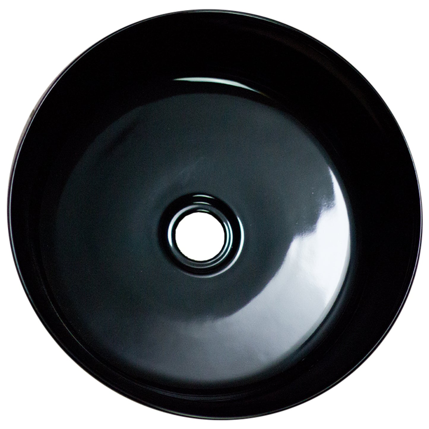 14.09-in. x 14.09-in. Round Bathroom Vessel Sink Black Enamel Glaze