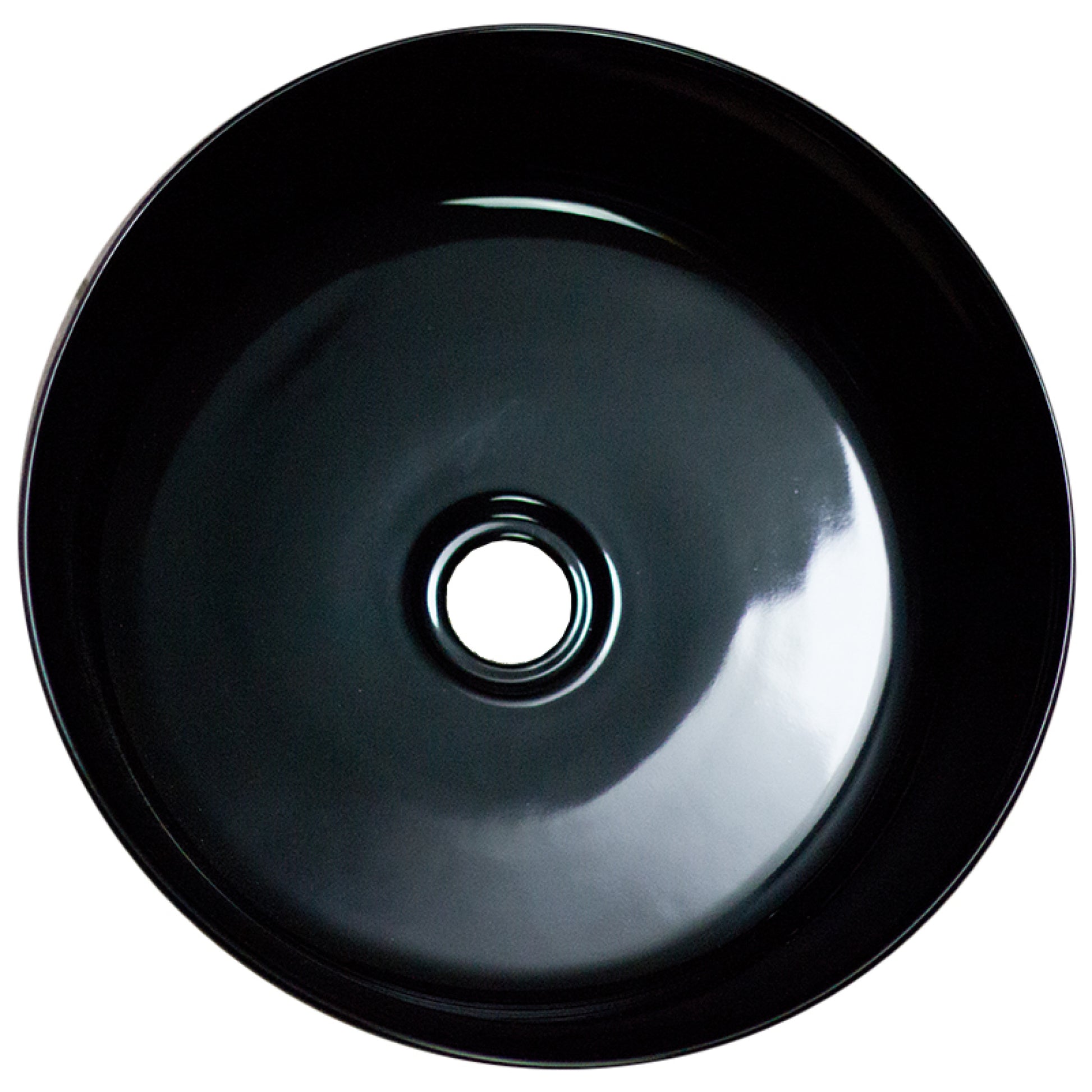 14.09-in. x 14.09-in. Round Bathroom Vessel Sink Black Enamel Glaze
