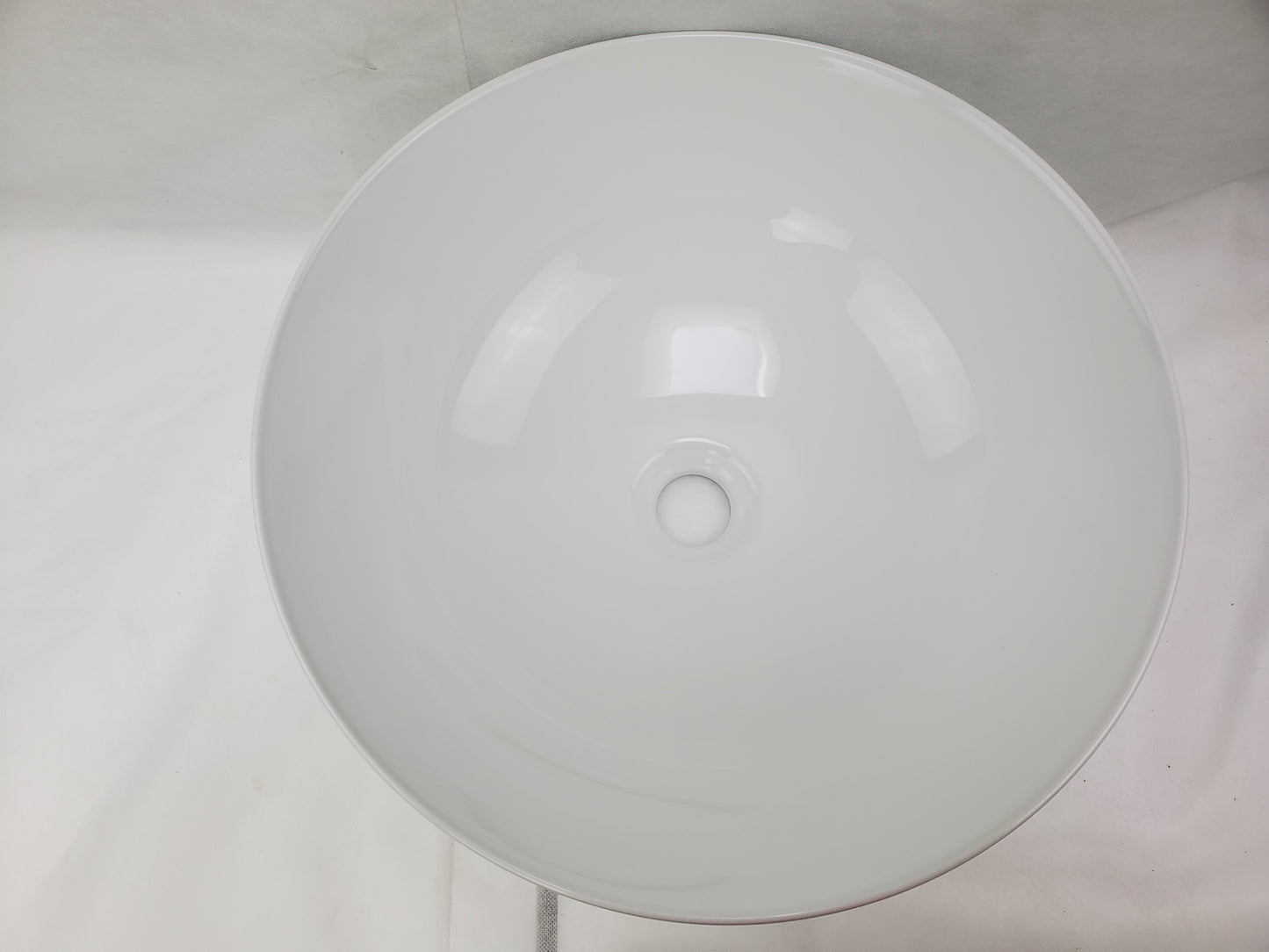 14.09-in. x 14.09-in. Round Bathroom Vessel Sink White Enamel Glaze