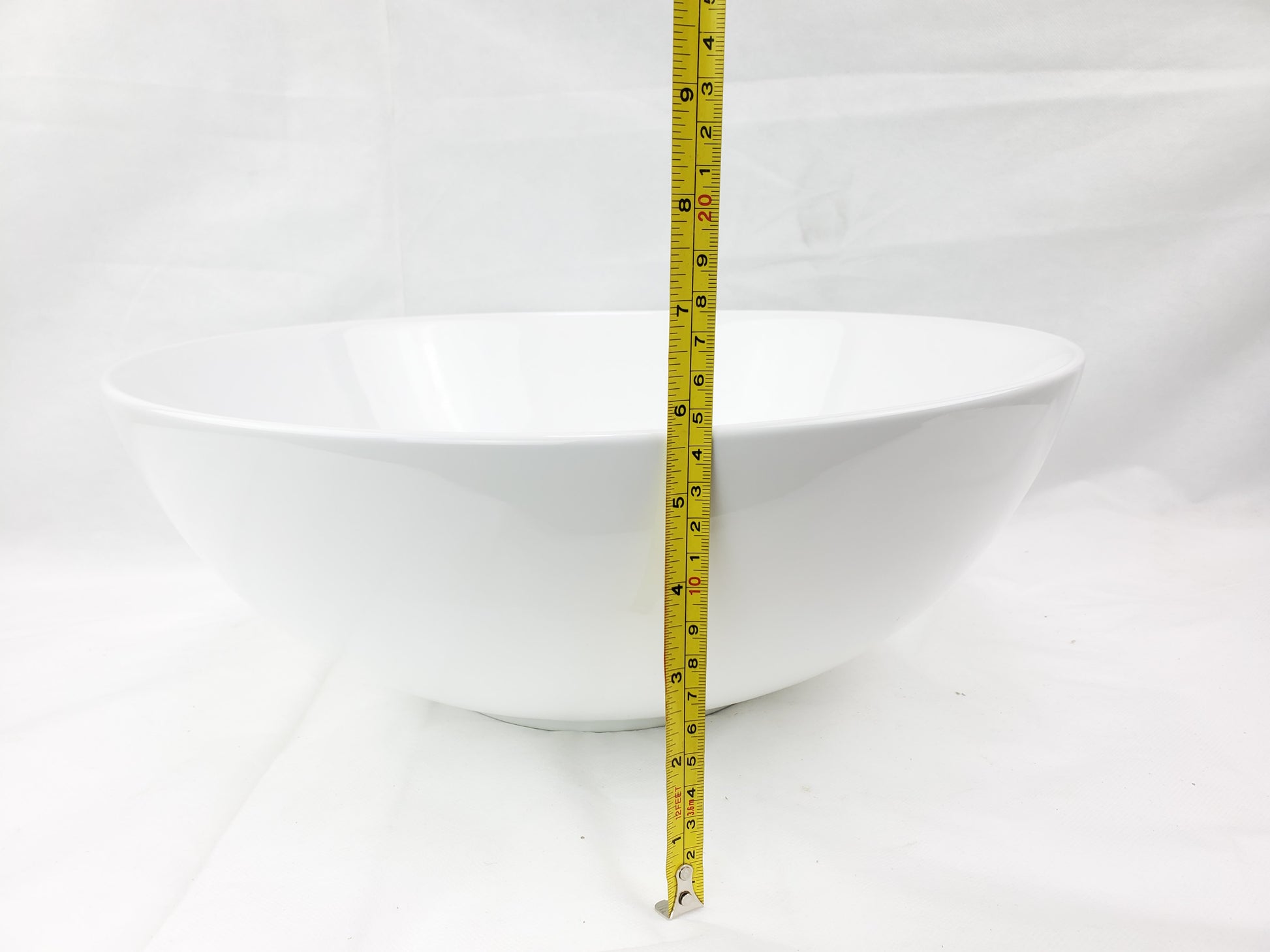 14.09-in. x 14.09-in. Round Bathroom Vessel Sink White Enamel Glaze