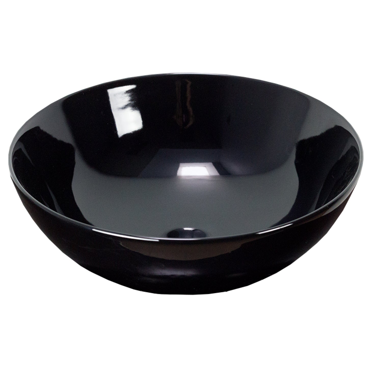 14.09-in. x 14.09-in. Round Bathroom Vessel Sink Black Enamel Glaze