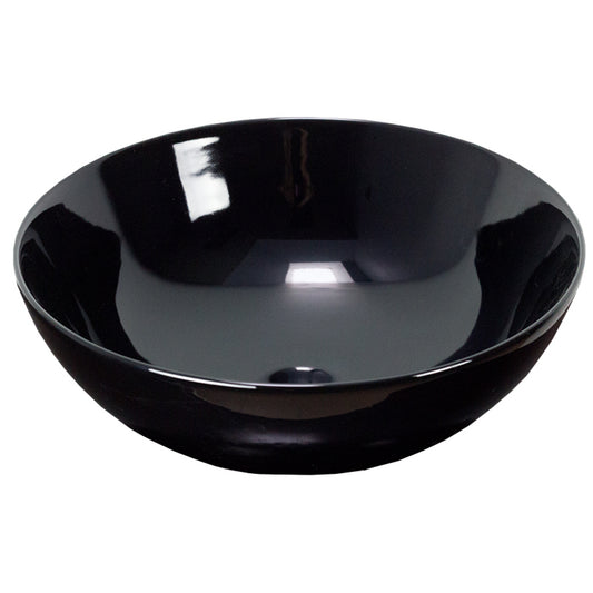 14.09-in. x 14.09-in. Round Bathroom Vessel Sink Black Enamel Glaze