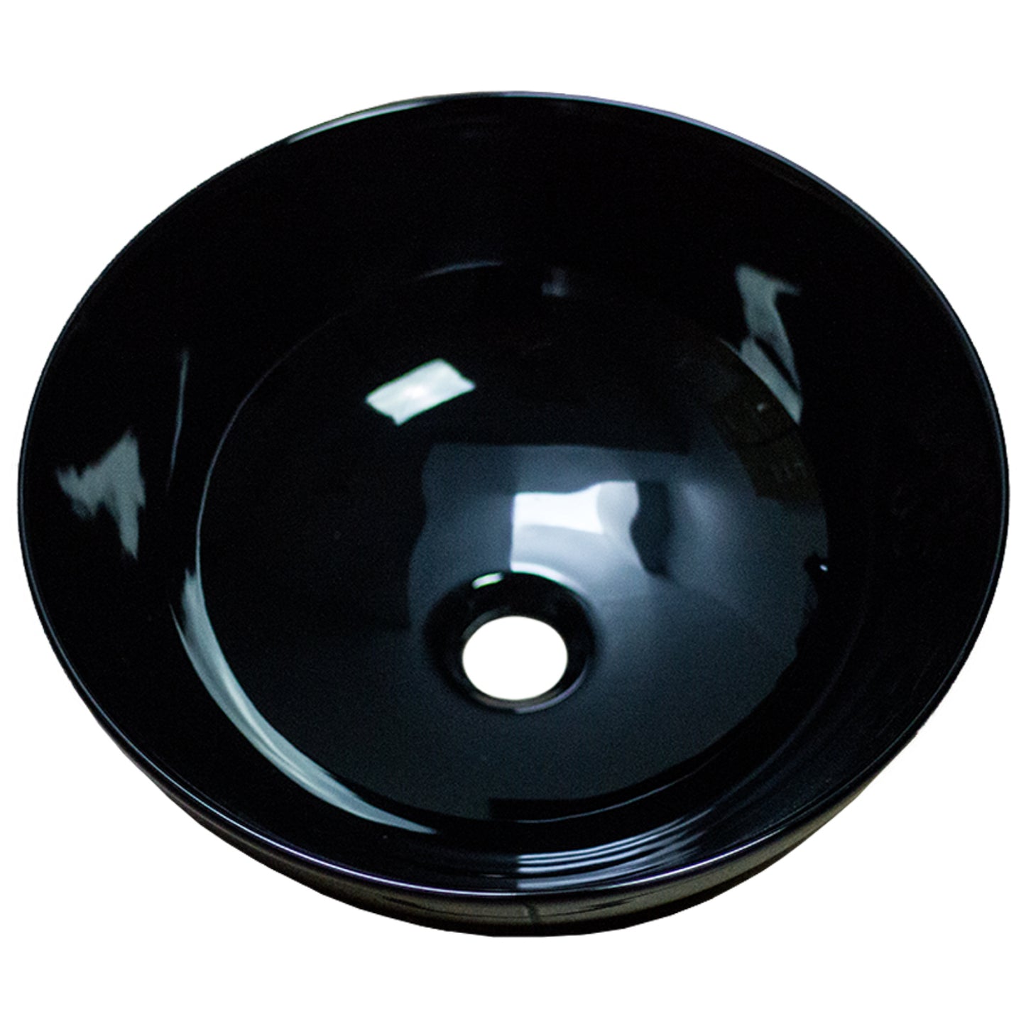 14.09-in. x 14.09-in. Round Bathroom Vessel Sink Black Enamel Glaze