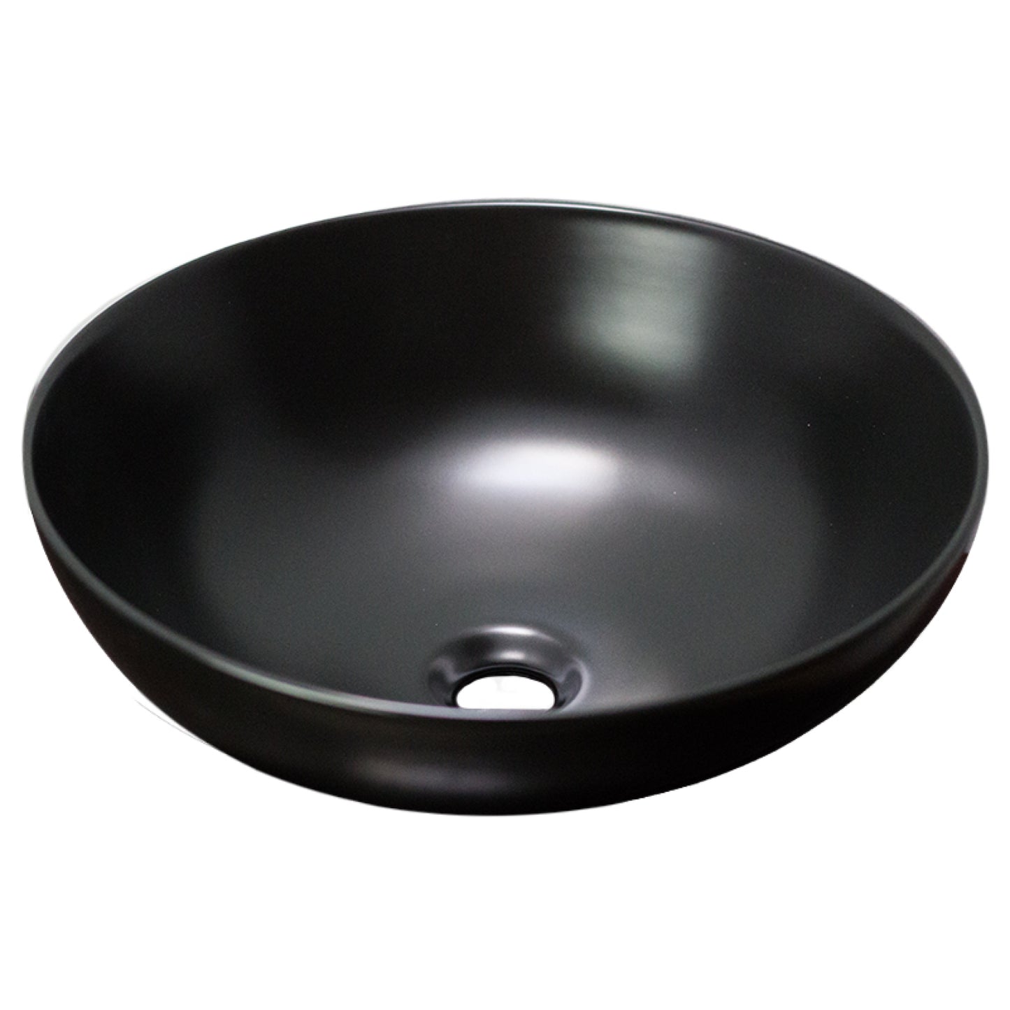 16.34-in. x 16.34-in. Round Bathroom Vessel Sink Black Enamel Glaze