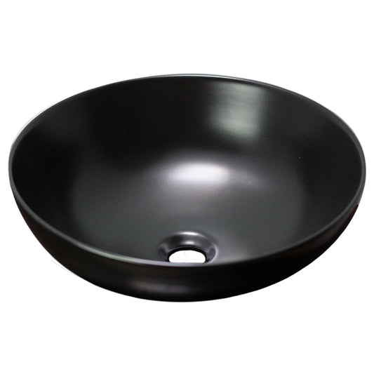 16.34-in. x 16.34-in. Round Bathroom Vessel Sink Black Enamel Glaze